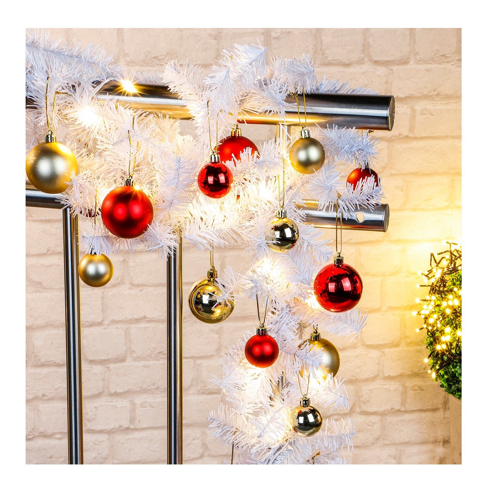 GartenHero LED-Girlande LED Weihnachtsgirlande 5m 36 Kugeln biegsam Lichterkette Girlande