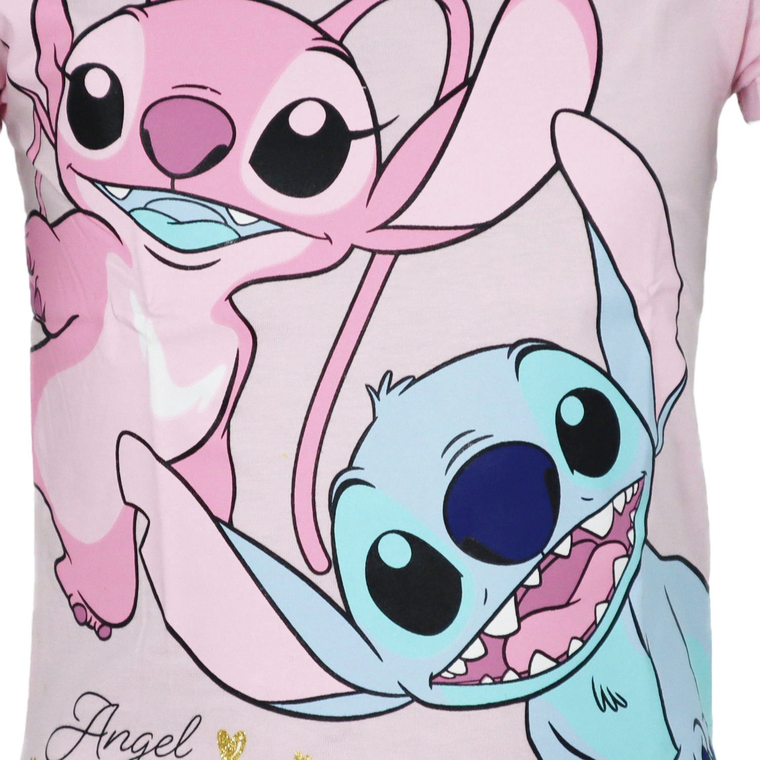 Disney Print-Shirt Disney Lilo und Stitch Angel Kinder kurzarm T-Shirt Shirt 100% Baumwolle, Gr. 92 bis 128