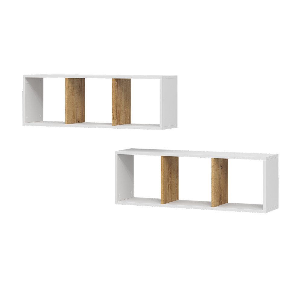 Vicco Bücherregal Tomy, Weiß/Goldkraft Eiche, 90 x 30 cm 2er Set günstig online kaufen