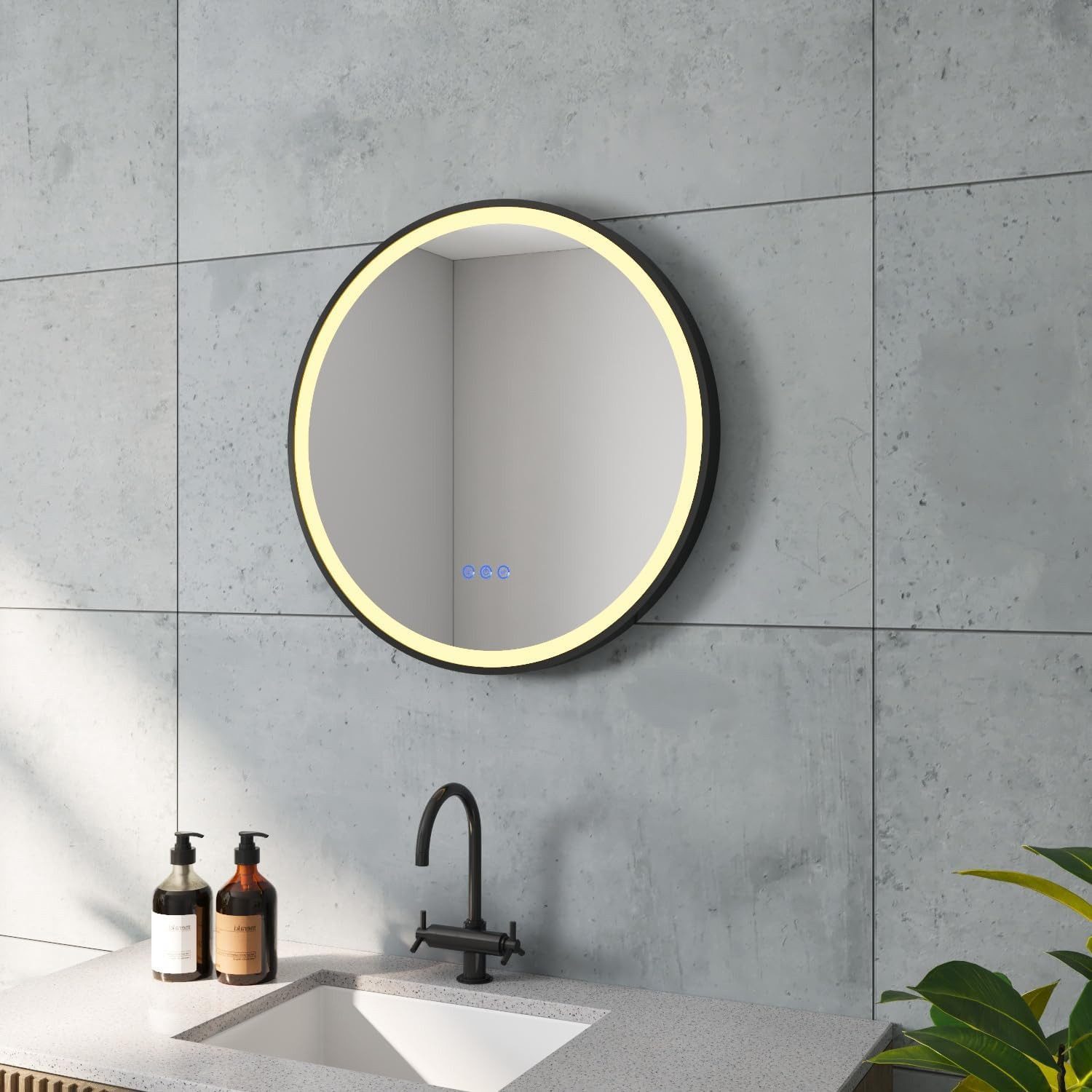 AQUABATOS LED-Lichtspiegel Badspiegel rund mit Beleuchtung günstig online kaufen