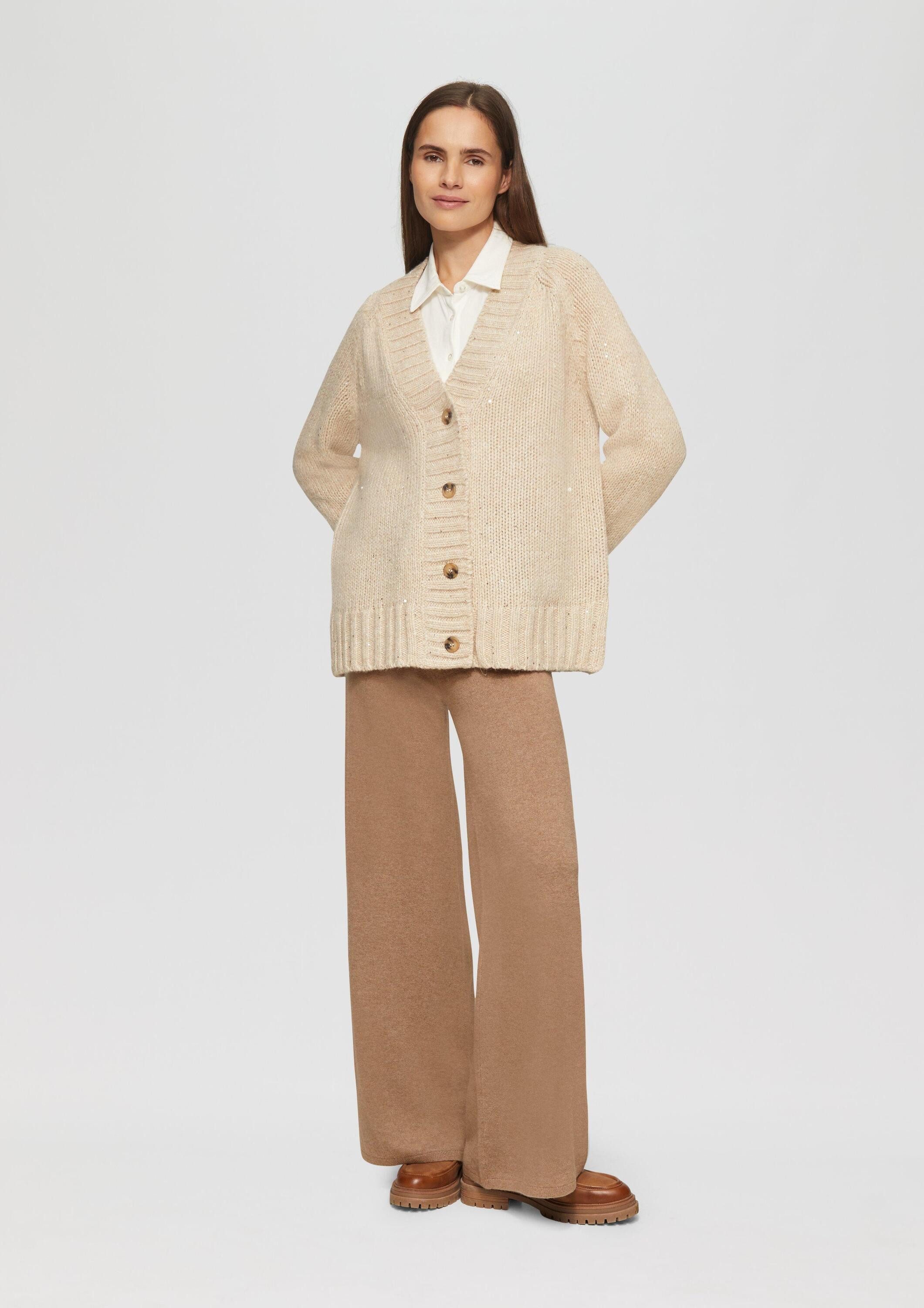 s.Oliver Chinos Hose Strickhose aus Kaschmirmix mit seitlichem Ripp-Detail günstig online kaufen