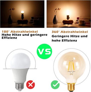 Nettlife LED-Leuchtmittel 2 Stück LED Glühbirne Vintage E27 Lampe G80 Warmweiss Filament, E27, 2 St., Warmweiß, für Hotel Haus Café Bar