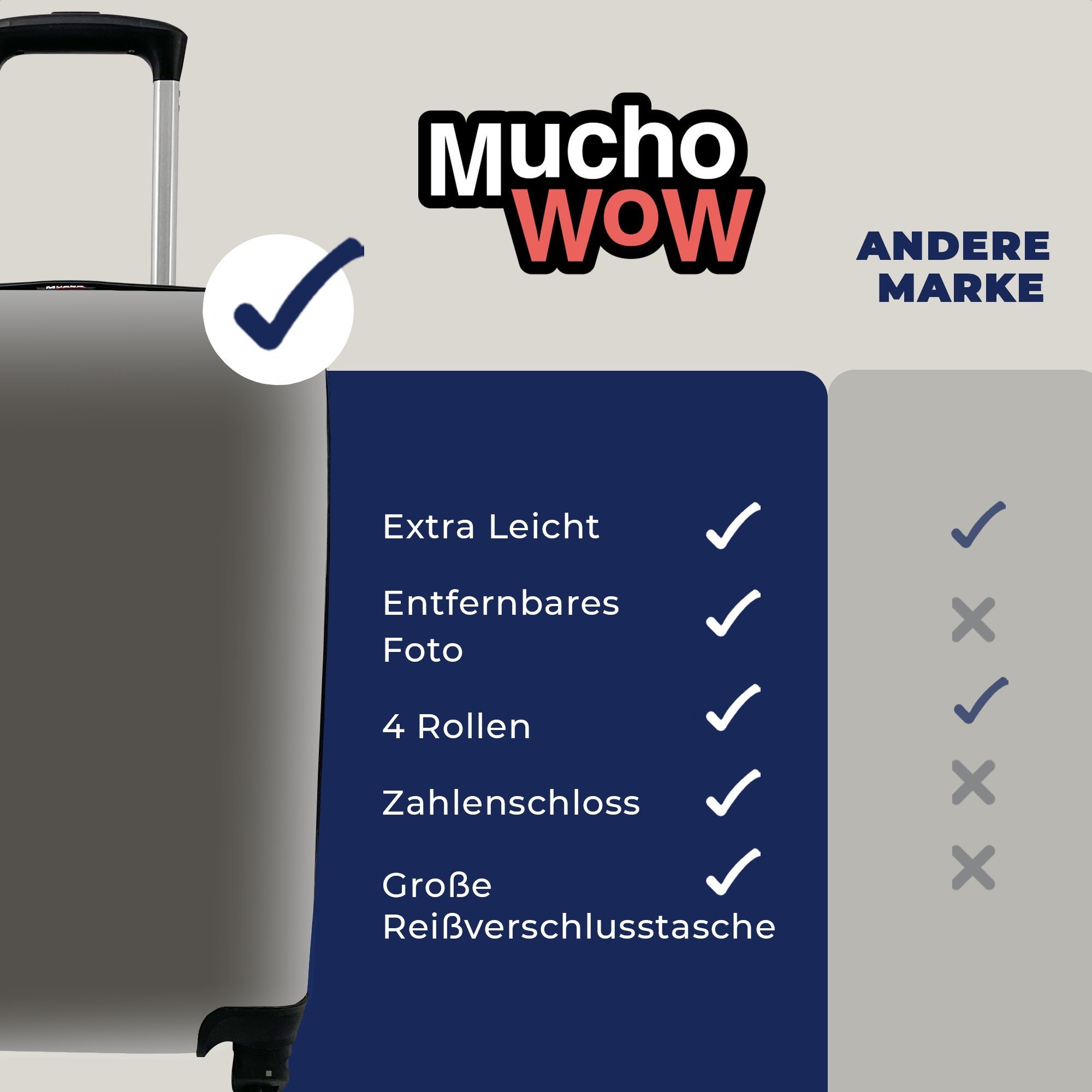 MuchoWow Handgepäckkoffer Grau - Farben Reisekoffer Reisetasche Handgepäck 4 Ferien, Rollen, - Trolley, für rollen, Einfarbig, mit