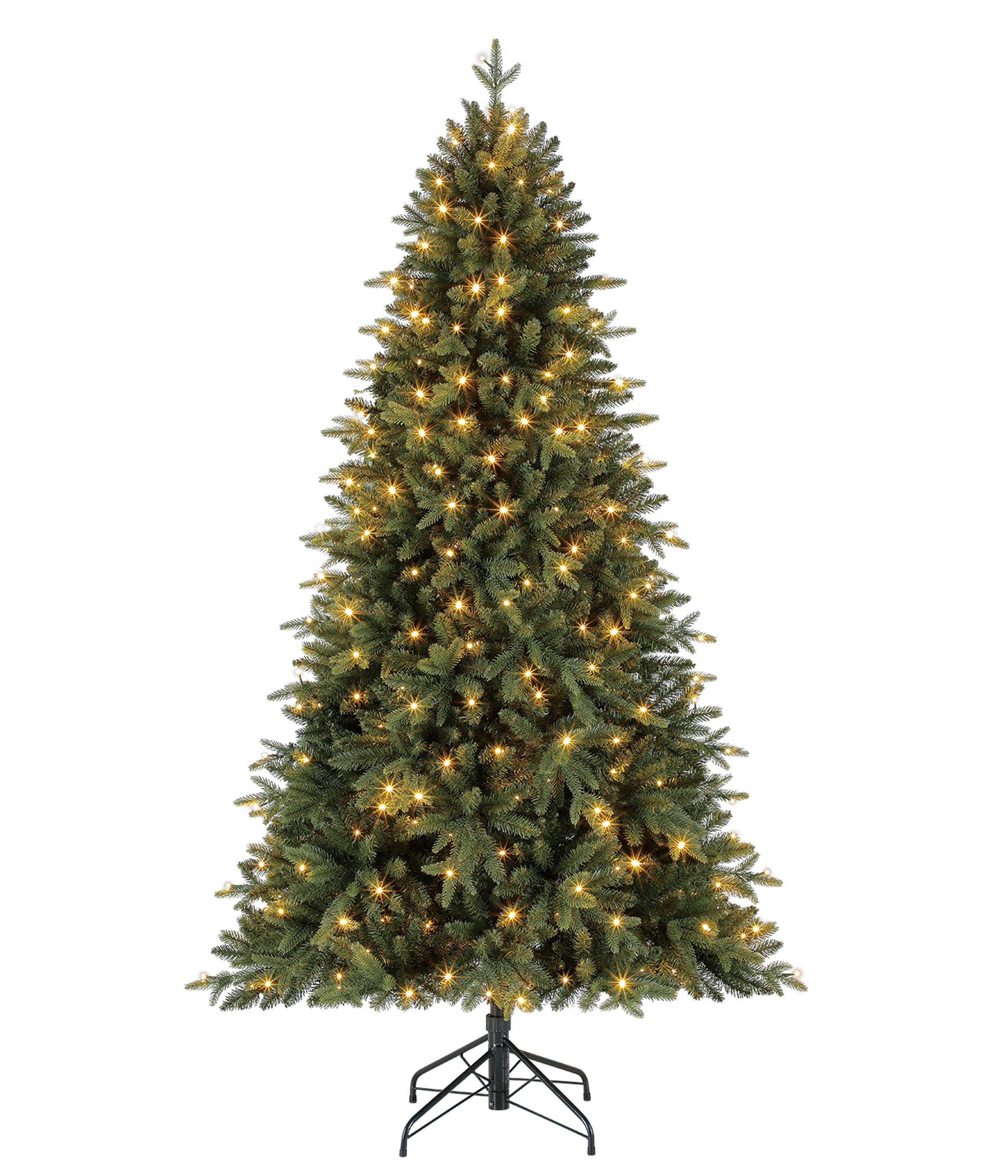 Dehner Künstlicher Weihnachtsbaum Tanne mit LED/Ständer, Höhe 210 cm, Ø