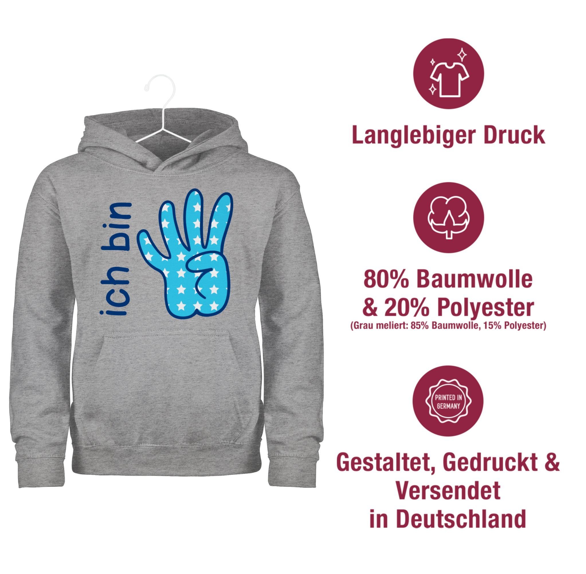 meliert Ich 4. blau Grau Geburtstag bin Shirtracer 3 vier Hoodie Zeichensprache