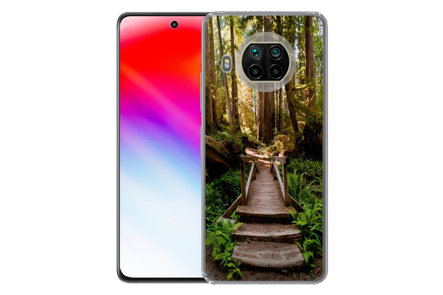 MuchoWow Handyhülle für Xiaomi Mi 10T Lite 5G Dschungel - Natur - Treppe - Bäume, Phone Case, Silikon, Schutzhülle Dünn
