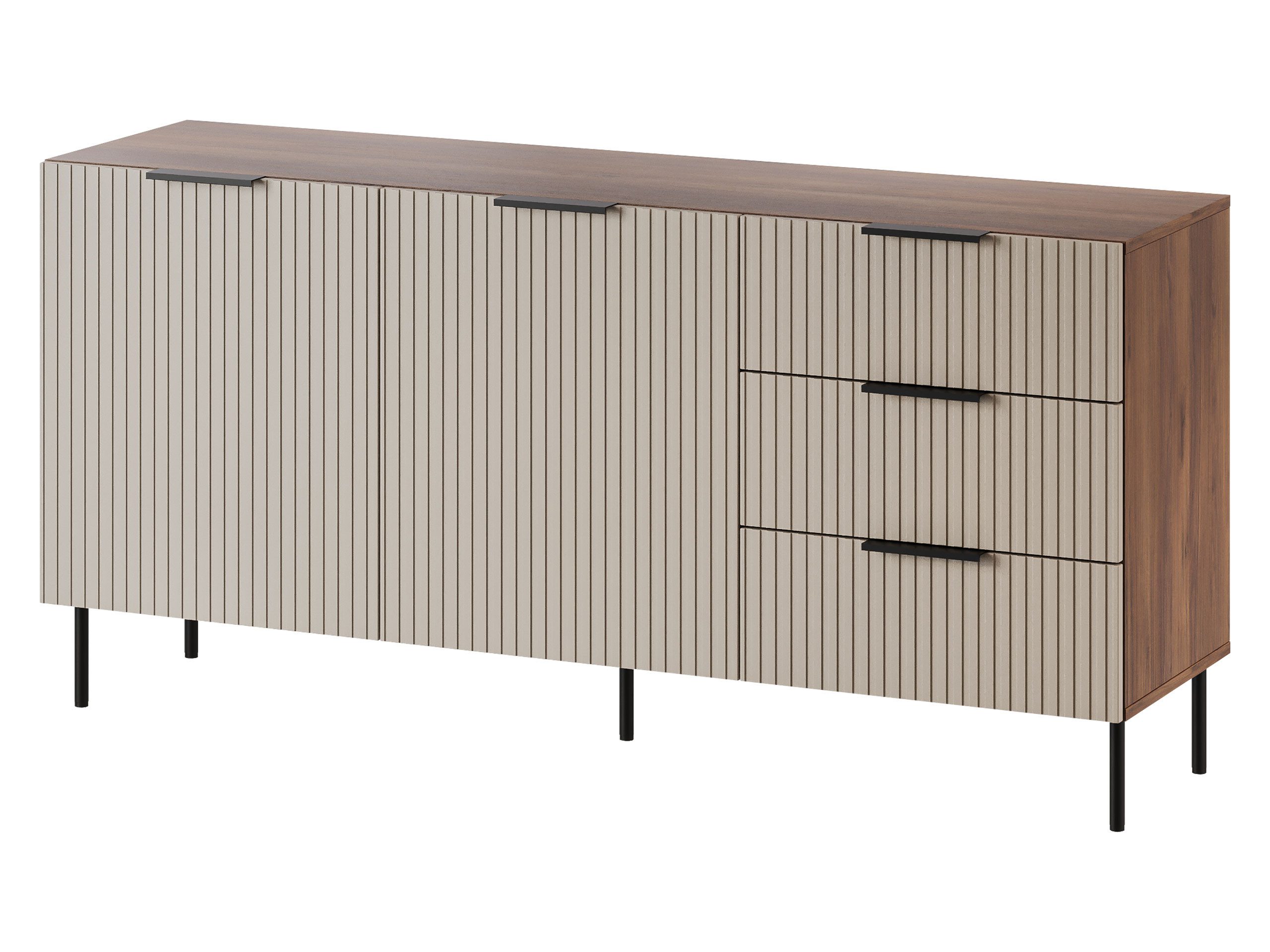 MIRJAN24 Kommode Almera 01 (mit zwei Drehtüren und zwei Schubladen), Griff und Füße aus Stahl