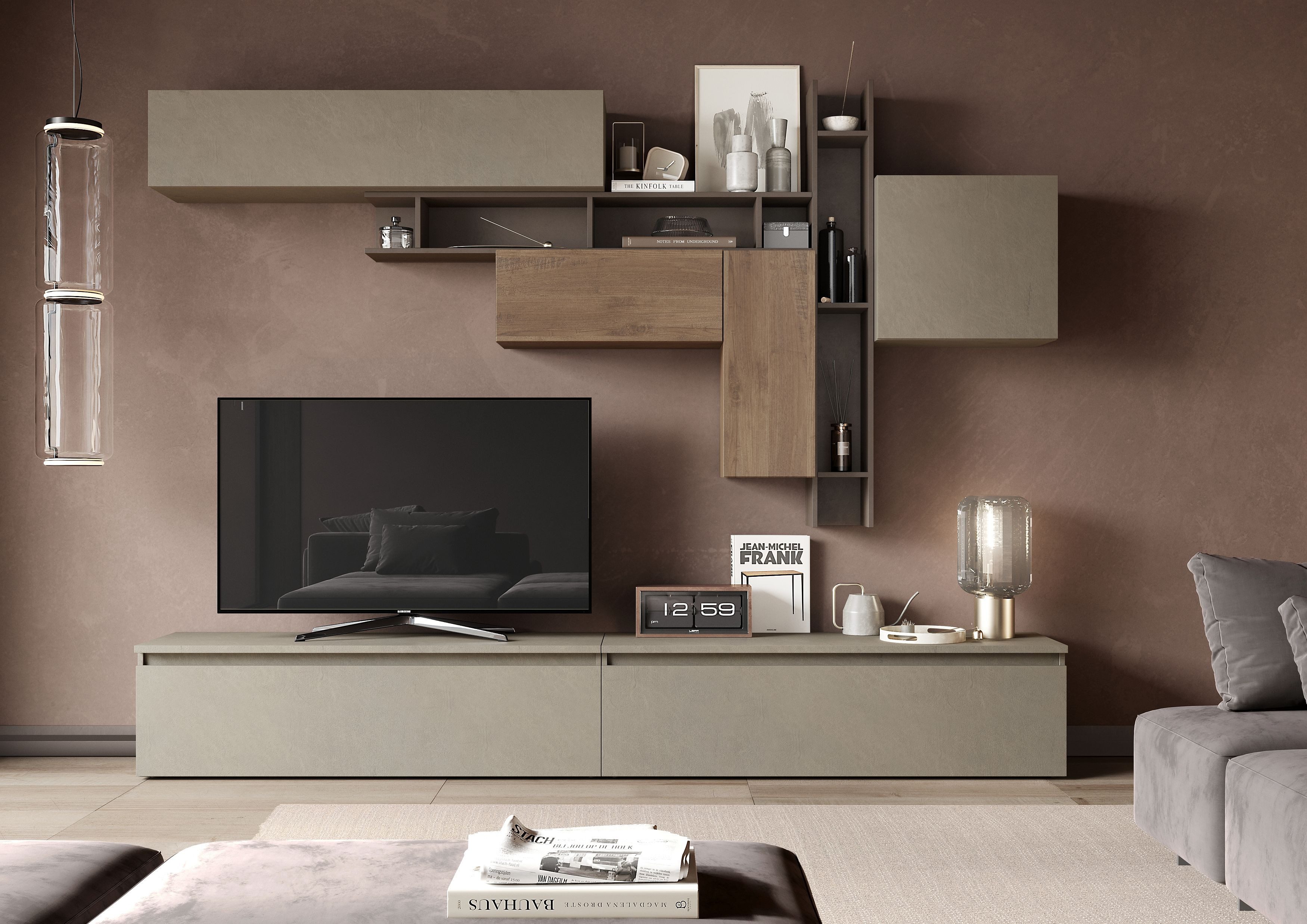 Home affaire Wohnwand Infinity, 8tlg. Breite 276 cm, Höhe variabel, Schrankwand, Anbauwand, (8-St), (2x Lowboard, 3x Hängeschrank, Hängewürfel, 2x Wandregal)