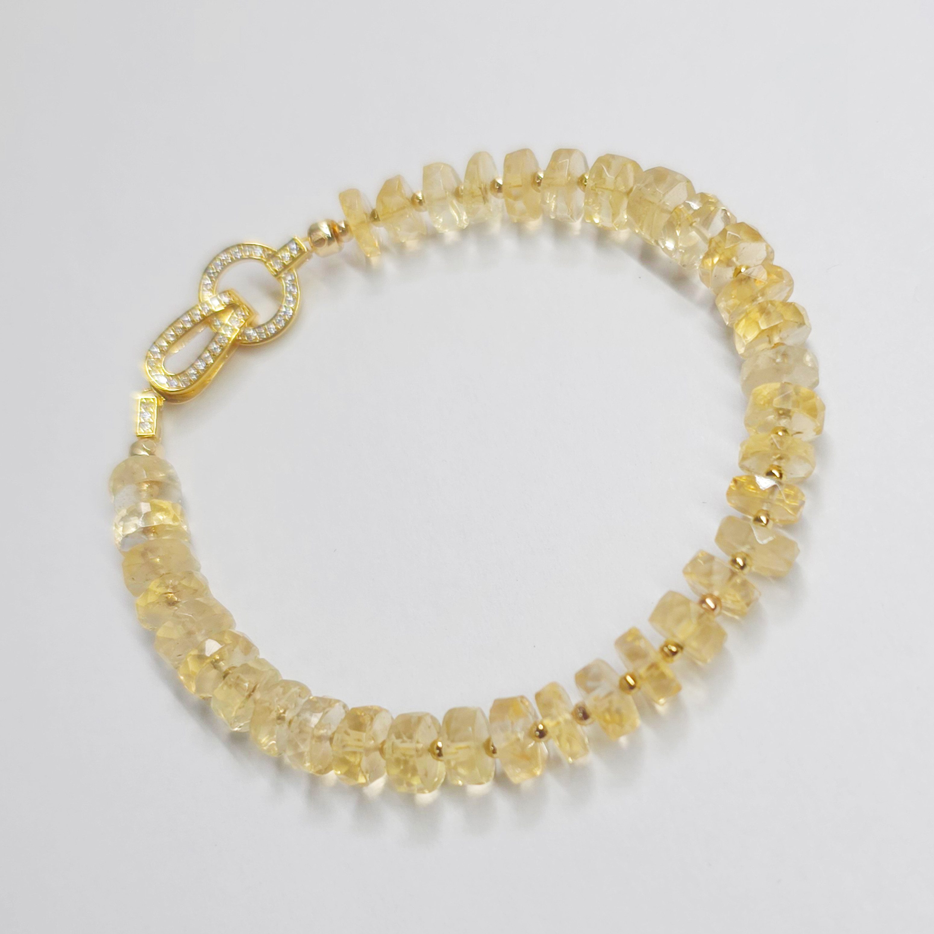 GOLDEN Charm-Armband Edelstein Citrin facettierte Rondelle Armband, November Geburtsstein
