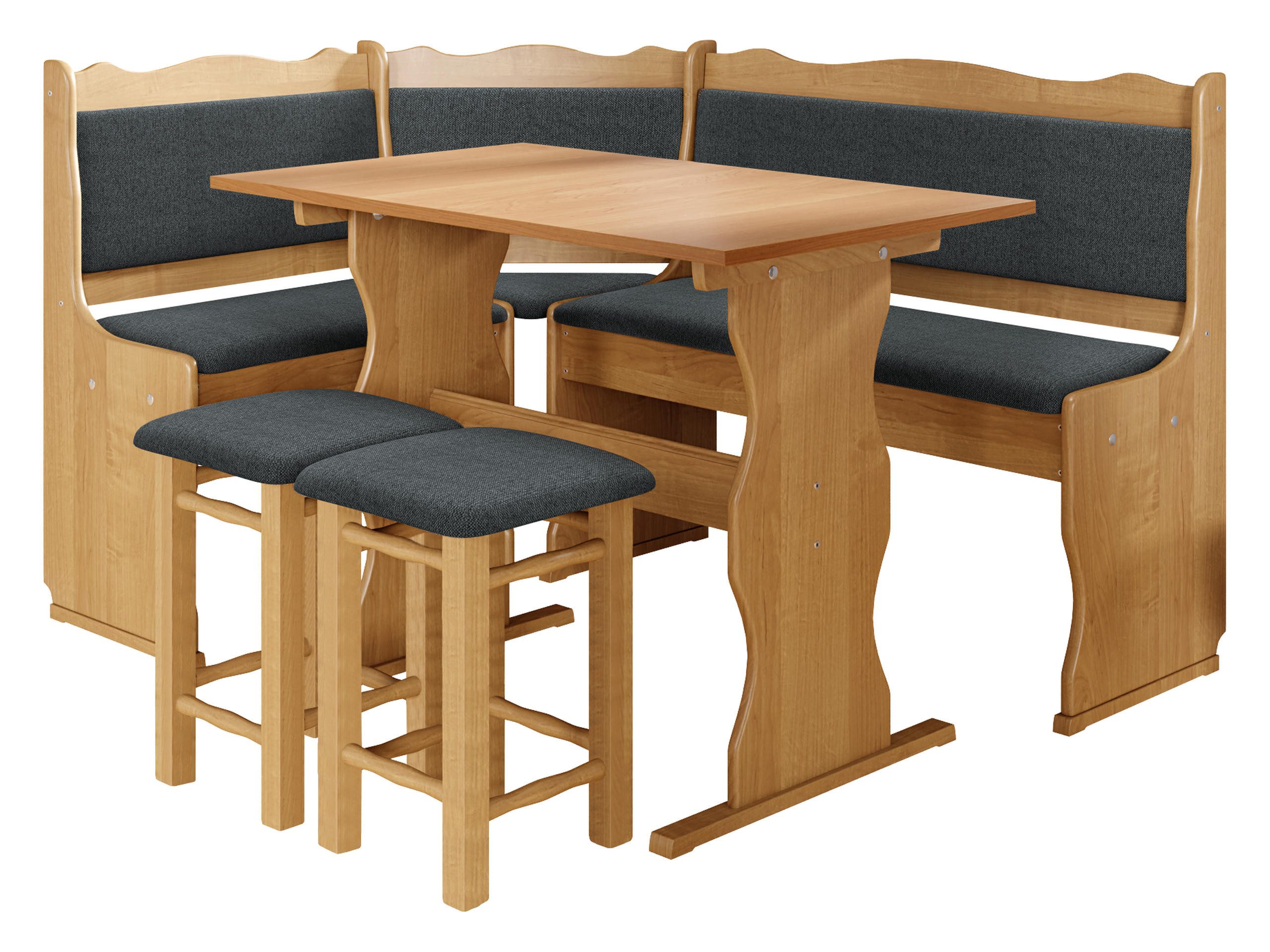 MIRJAN24 Eckbank Mini (4er-Set, Eckbank + Tisch und zwei Hocker), Gepolsterte Sitzfläche und Rückenlehnen