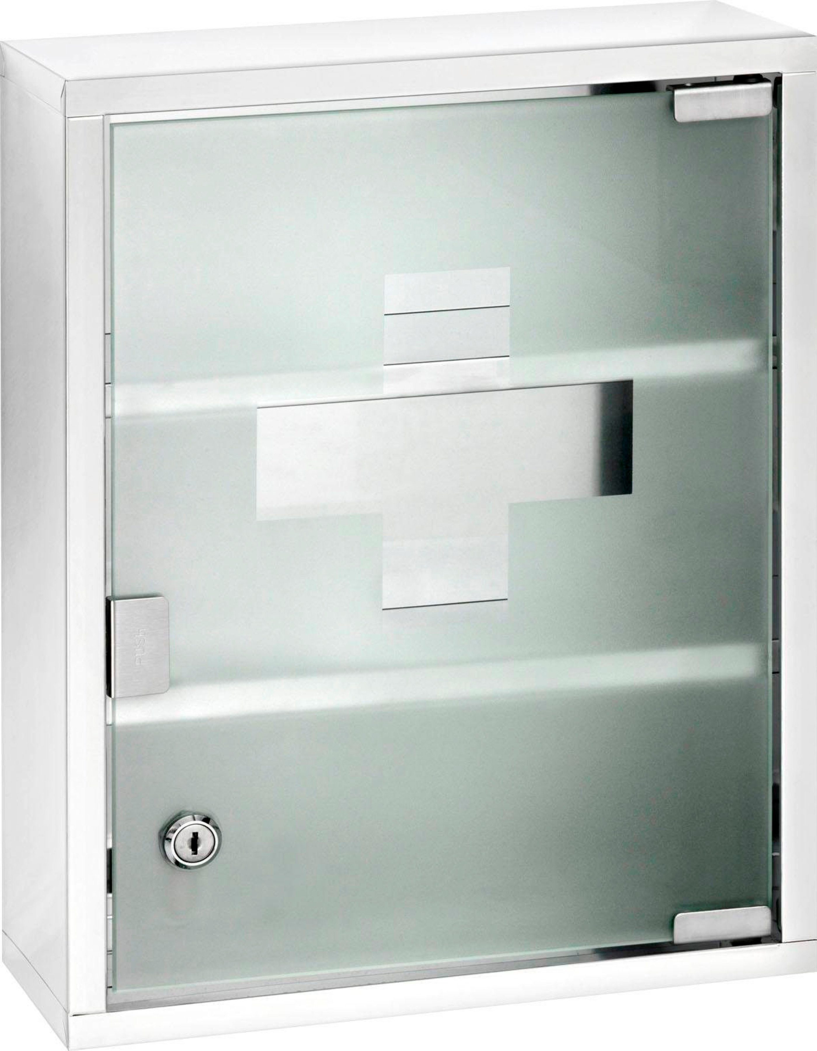 WENKO Medizinschrank Edelstahl und satiniertes Sicherheitsglas, günstig online kaufen