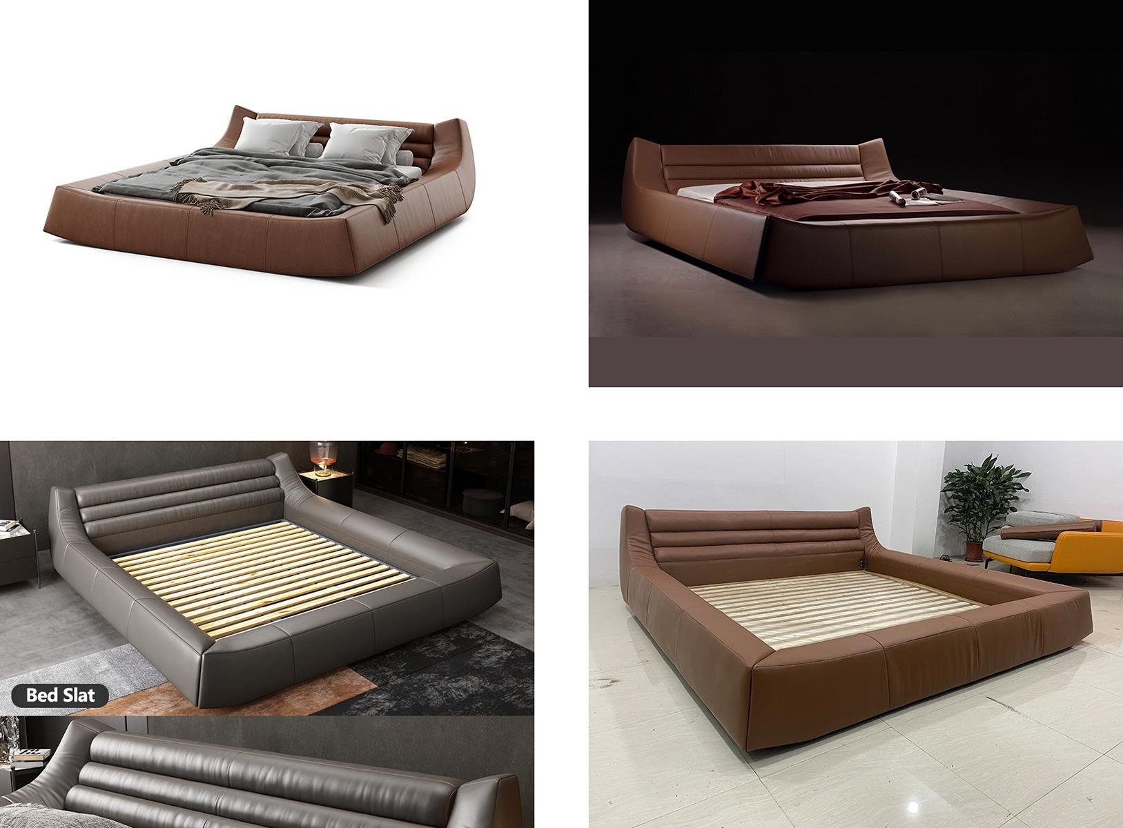 JVmoebel Bett, Doppelbett Bett Ehebett Luxus Design Braun Luxur Polsterbett Designbett