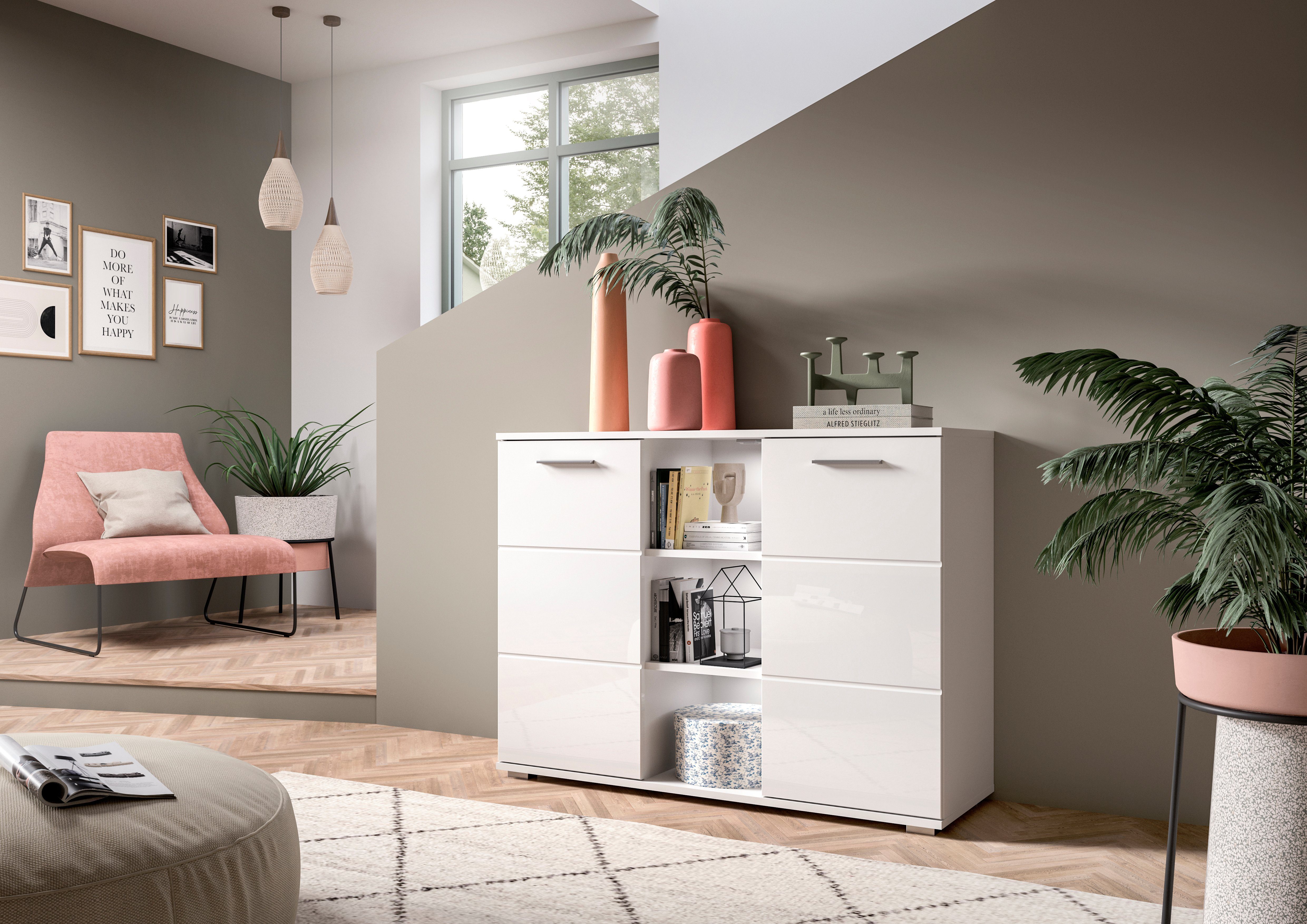INOSIGN Sideboard "Valge, Breite 110 cm, 2 Türen, 4 verstellbare Böden, 3 o günstig online kaufen