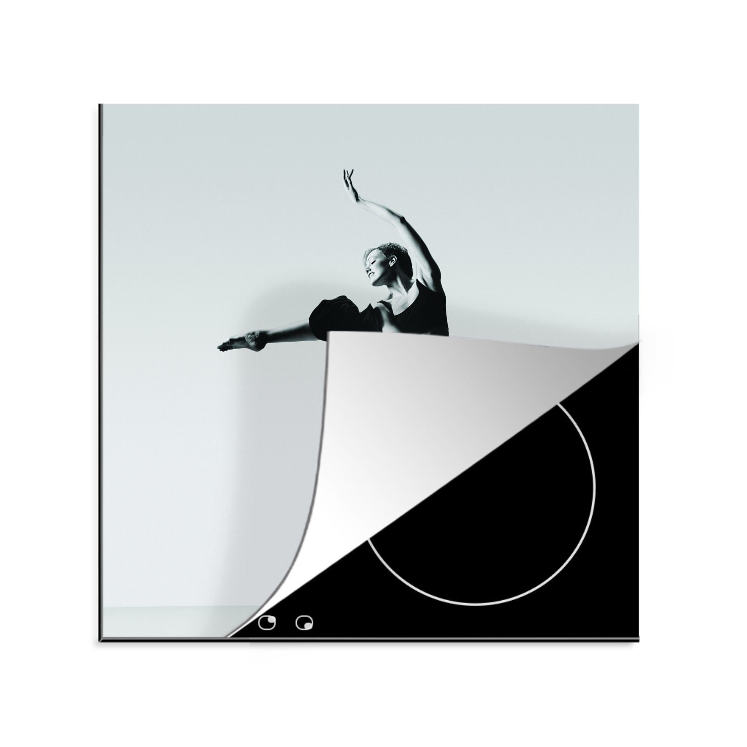 MuchoWow Herdblende-/Abdeckplatte Ballerina auf Ceranfeldabdeckung, cm, (1 Zehenspitzen, 78x78 tlg), Arbeitsplatte küche für Vinyl