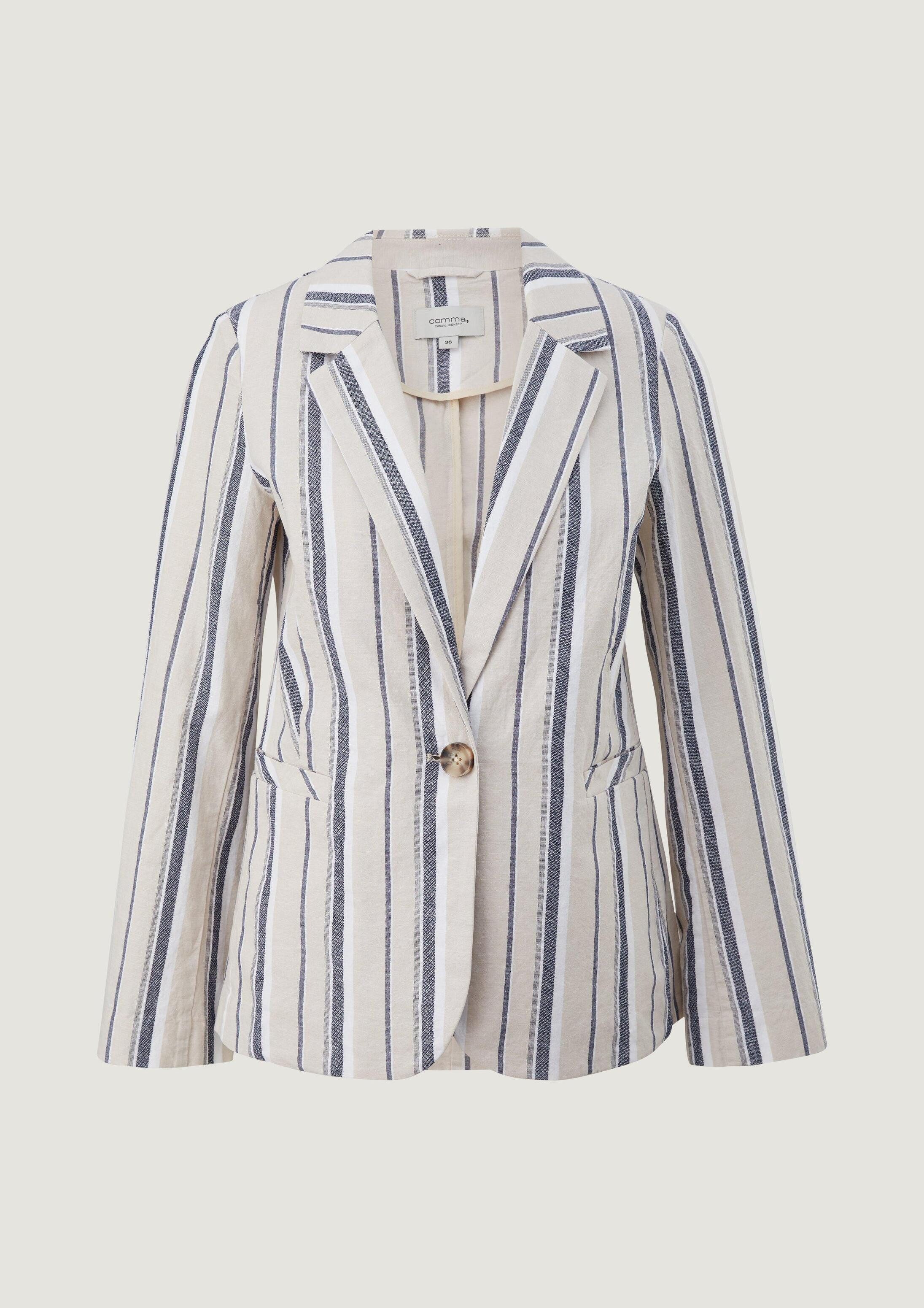 comma Funktionsjacke Indoor-Jacke Leinenmix-Blazer mit Streifen