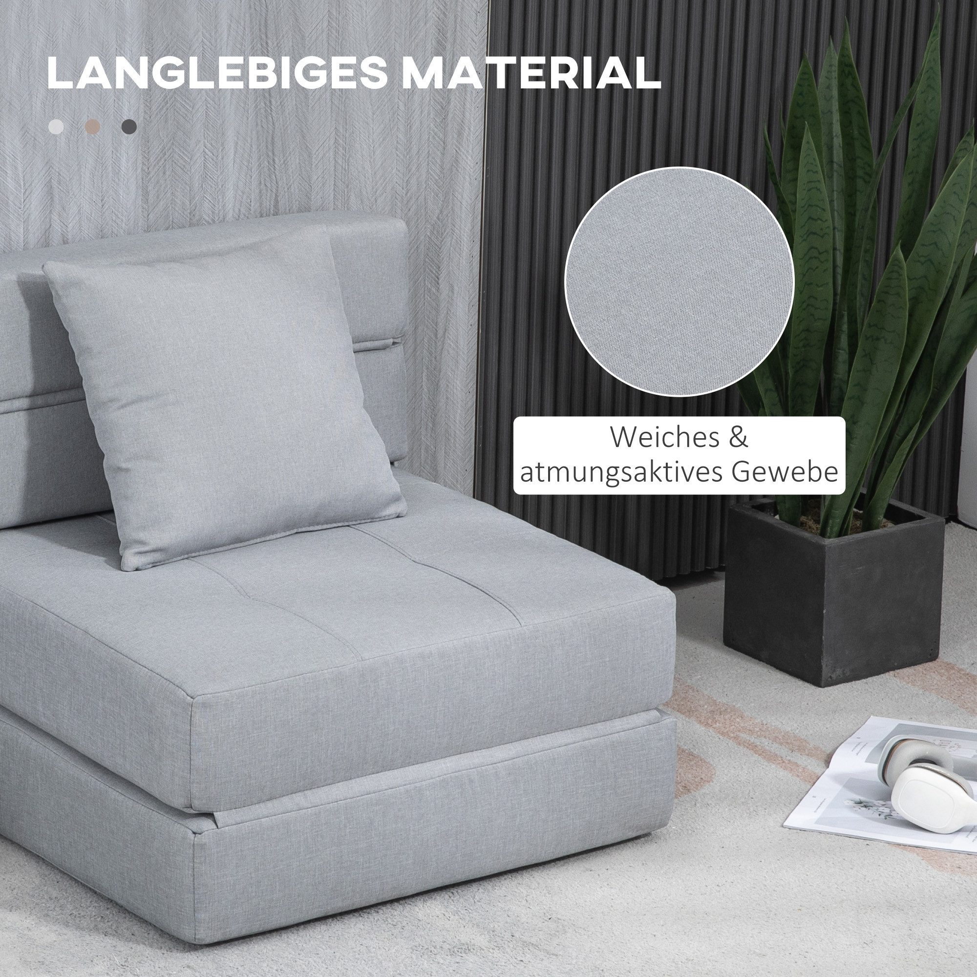MC Star Relaxliege klappbar 2-in-1 Klappsessel mit Bettfunktion bis 100kg belastbar, Gästebett für Wohnzimmer & Schlafzimmer