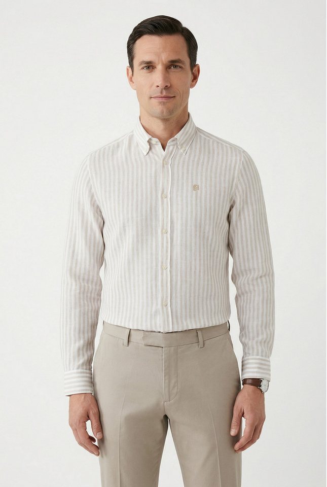 BOSS Leinenhemd LIAM 100% Leinen Premium Sommerhemd, Button-Down-Kragen, regular fit