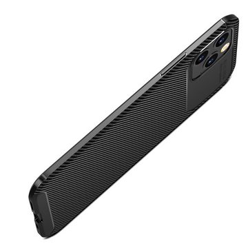 CoverKingz Handyhülle Hülle für Apple iPhone 12 Pro Max Handyhülle Silikon Case Cover 16,95 cm (6,68 Zoll), Handyhülle Bumper Silikoncover Softcase Carbonfarben