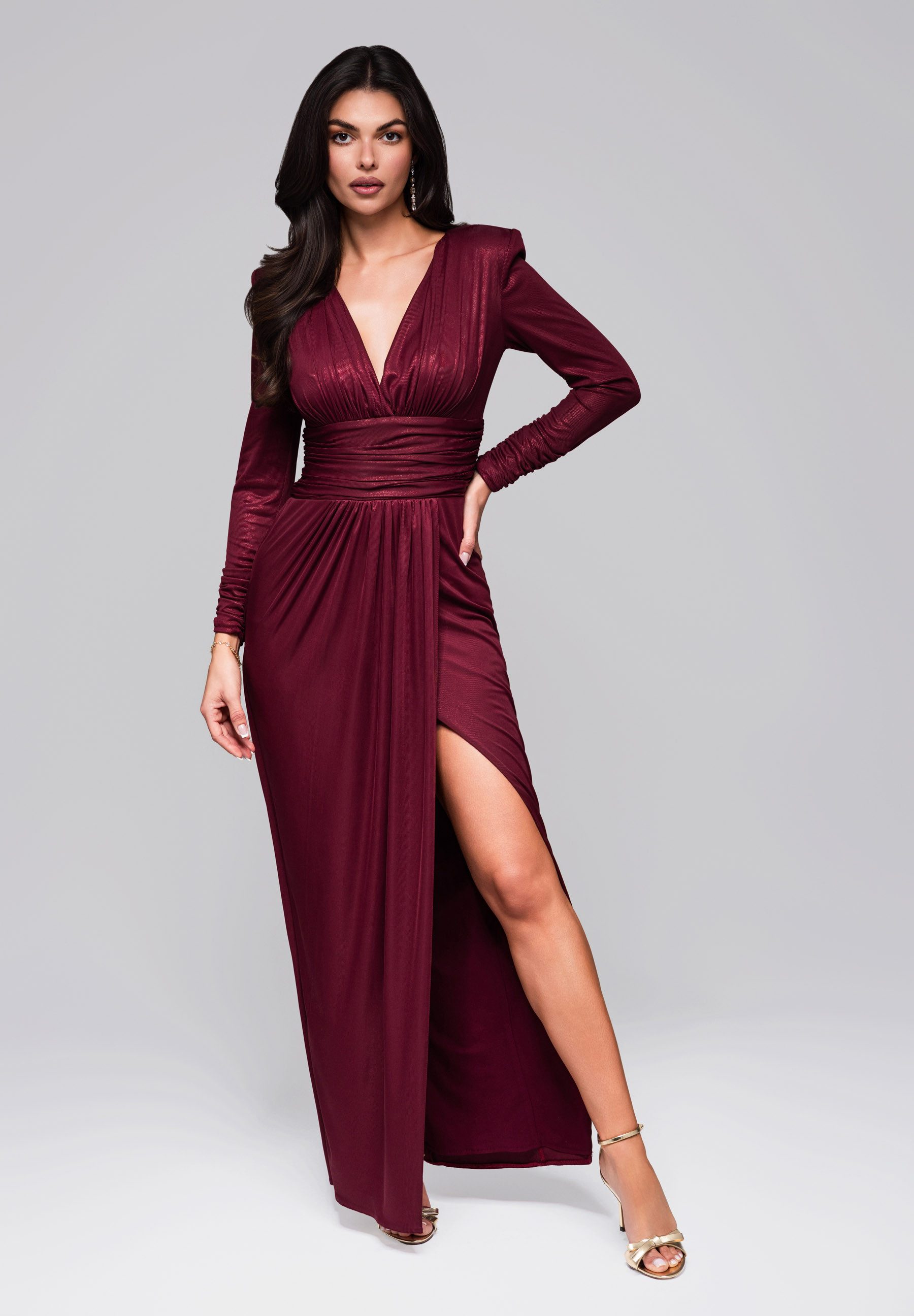 OMBRE Abendkleid Elegantes Maxikleid mit Schlitz und tiefem V-Ausschnitt Ge günstig online kaufen