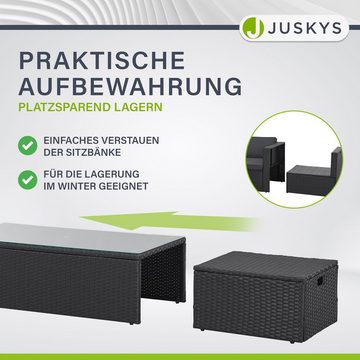 Juskys Gartenlounge-Set Salou, (6-tlg), für 6 Personen, Polyrattan, Glasplatte, wetterfest, mit Kissen