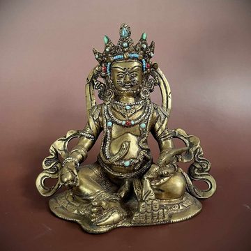 Asien LifeStyle Buddhafigur Kubera Figur Messing Indien Skulptur