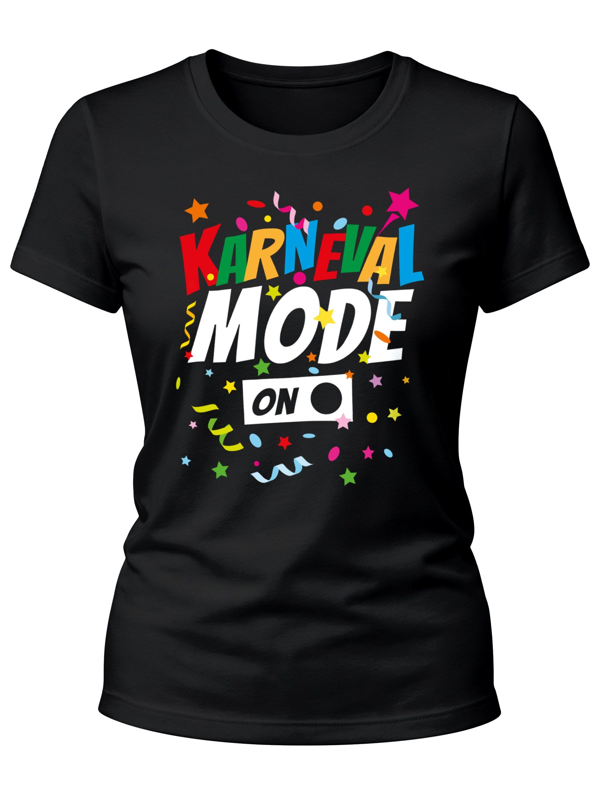 Print-Shirt Damen T-Shirt Karneval Fasching Spruch Konfetti Motiv Kostüm-Ersatz