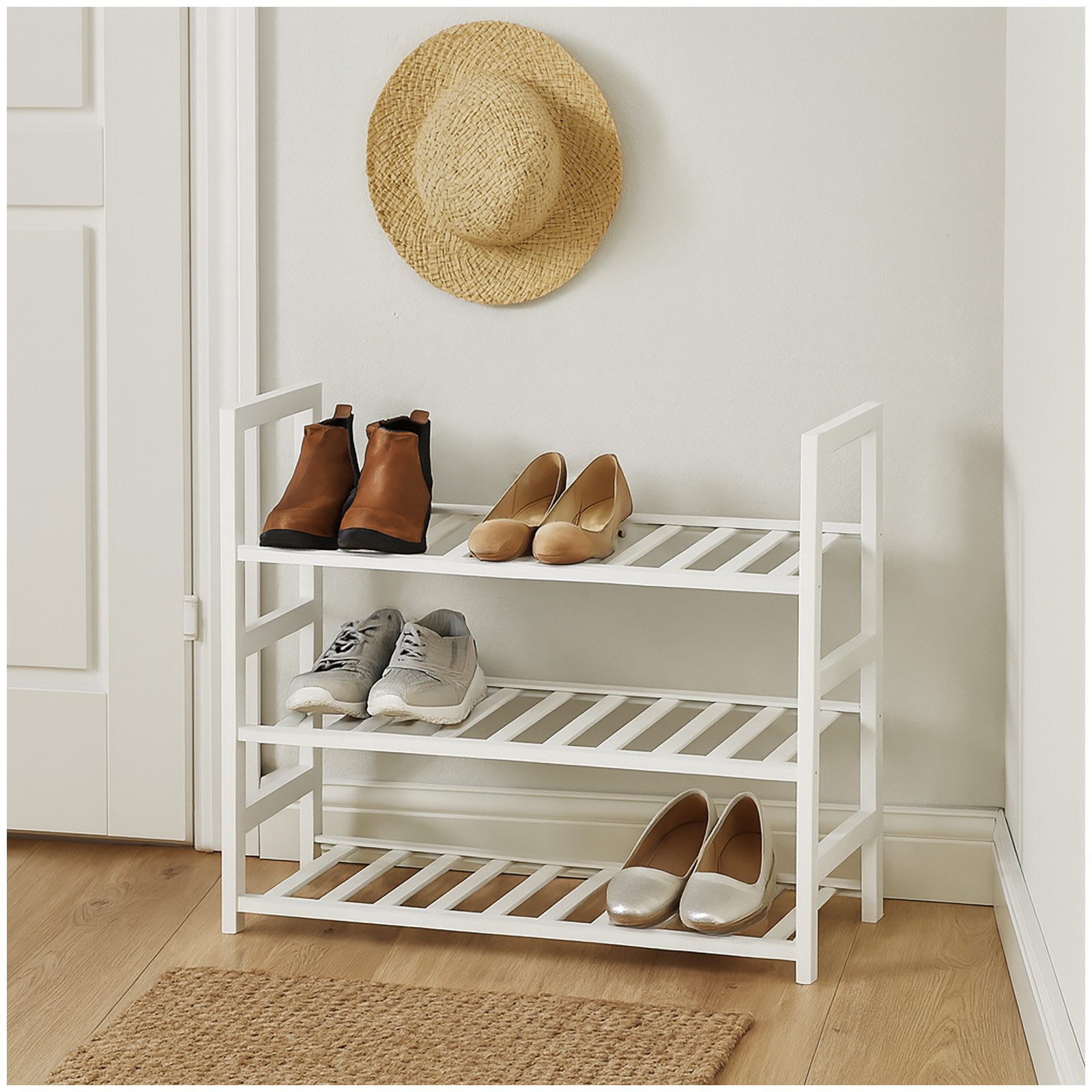 HTI-Living Schuhregal Schuhregal aus Bambus in Weiß 3 Ebenen, Stück 1-tlg., günstig online kaufen