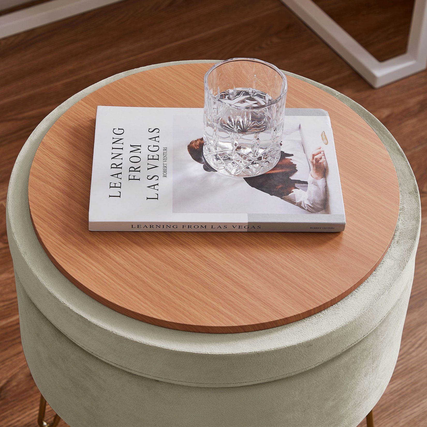 Zedelmaier Stauraumhocker Runder Hocker Samt Metallbeine Sitzhocker Ottoman günstig online kaufen