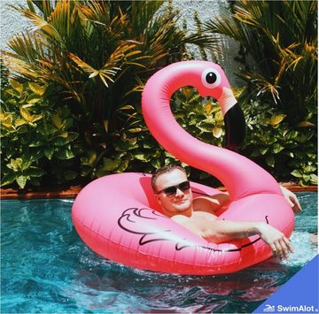 SwimAlot® Schwimmring Flamingoring 110 cm Schwimmring Flamingo + aufblasbarer Getränkehalter (Flamingo Set, 1-tlg., Schwimmring + Getränkehalter), 110 cm