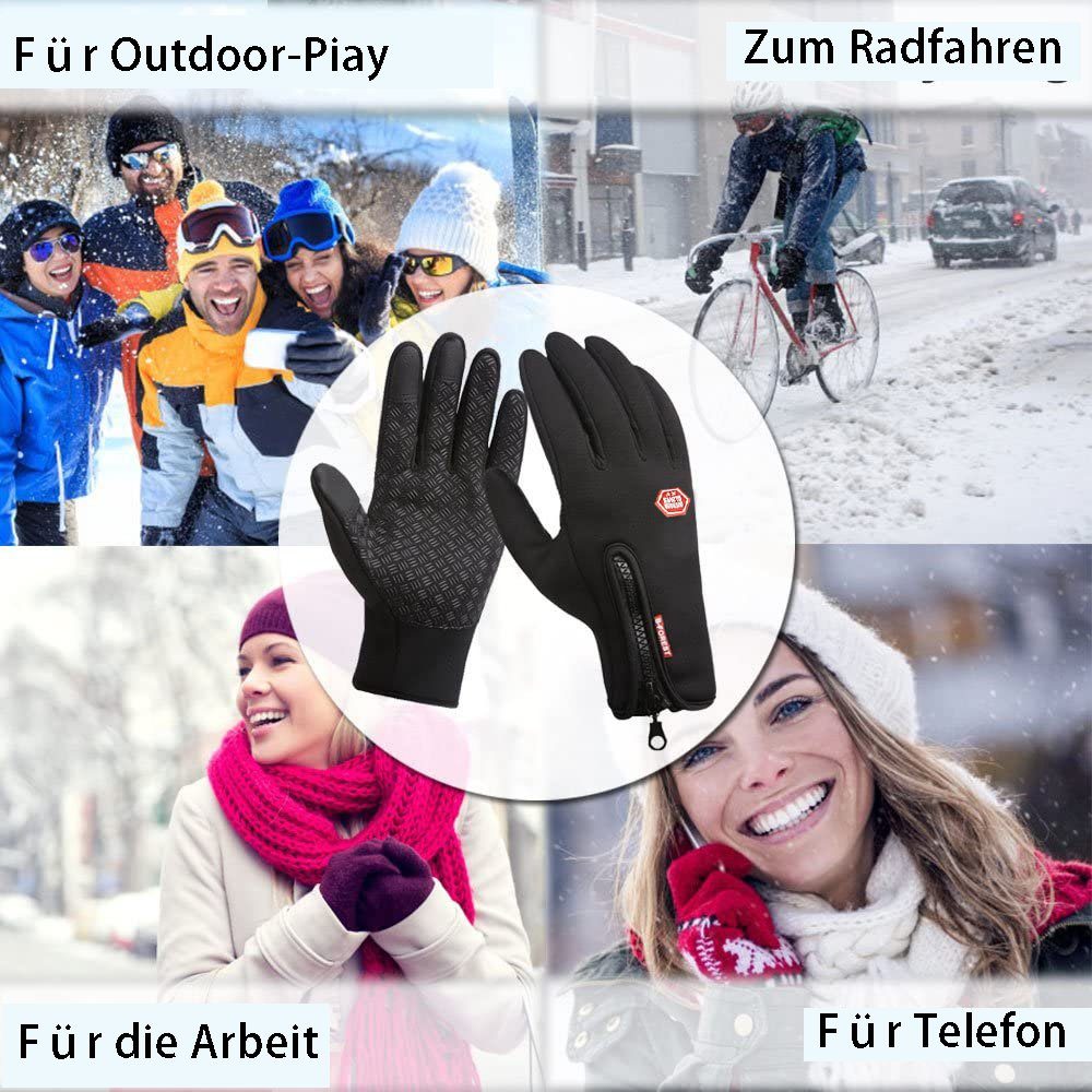 LAPA HOME Fleecehandschuhe Touchscreen Outdoor Skihandschuhe Blau Wasserdicht Fahrradhandschuhe Warm Herren Sporthandschuhe Handschuhe Outdoor (Paar) Damen Winterhandschuhe