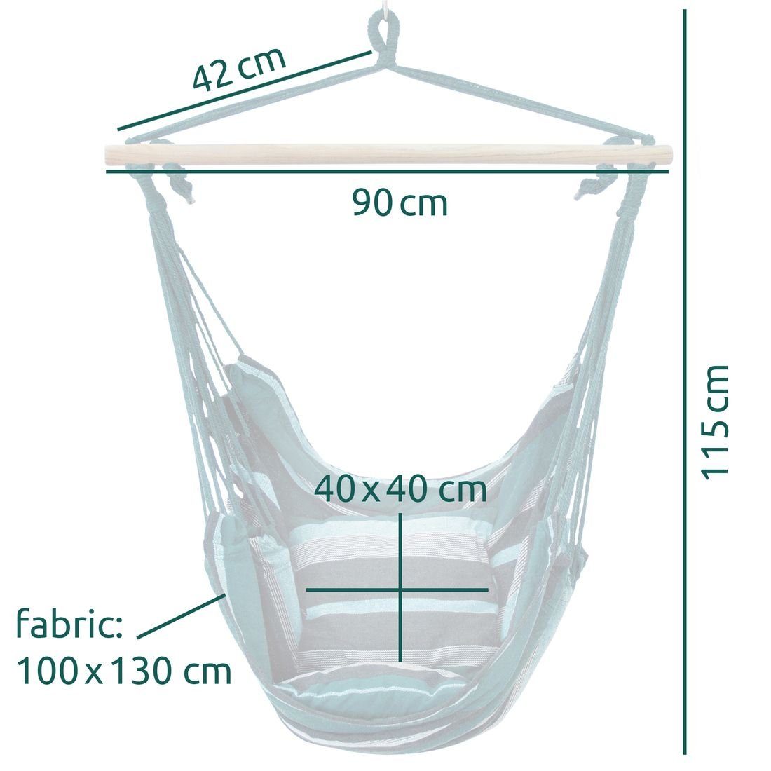 yourGEAR Hängestuhl yourGEAR Lombok Smaragd - Hängesessel mit 2 Kissen Sitz günstig online kaufen