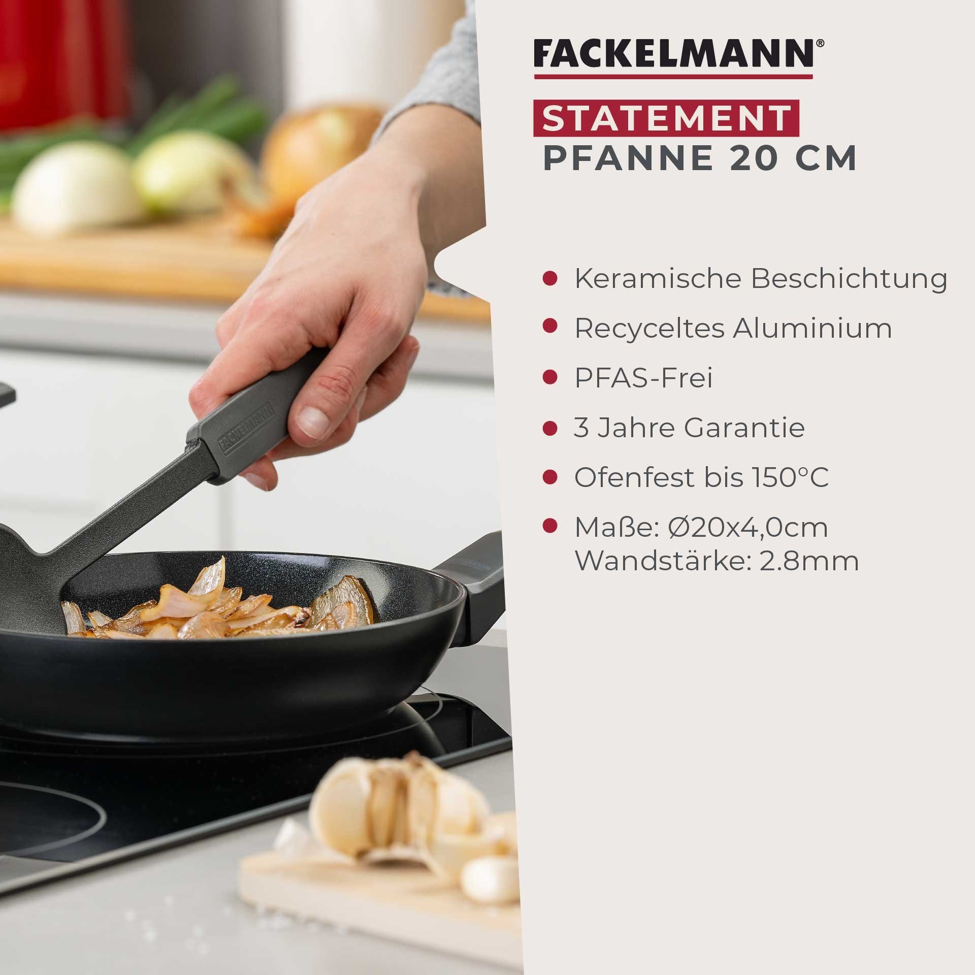 FACKELMANN Bratpfanne 20cm Statement – Keramik-Antihaft, Aluminium, Wabenboden, Induktion