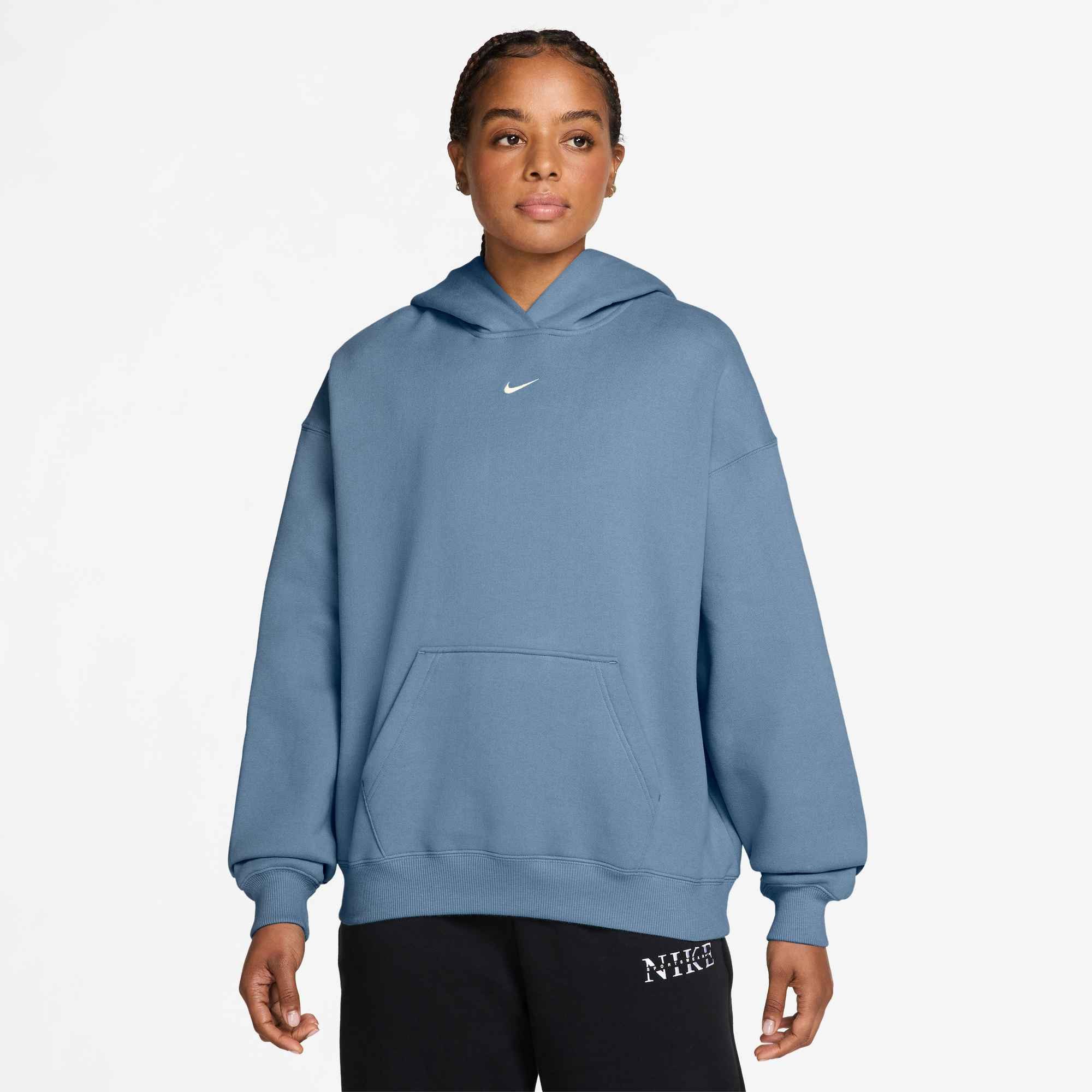 Nike Sportswear Kapuzensweatshirt W NK STDO FLC MW OS PO HDY mit Kängurutasche, aus angerauter Sweatware, in normaler Länge