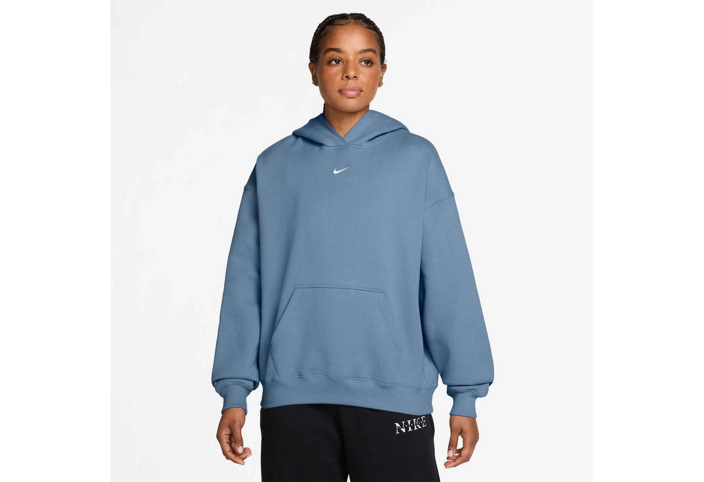 Nike Sportswear Kapuzensweatshirt W NK STDO FLC MW OS PO HDY mit Kängurutasche, aus angerauter Sweatware, in normaler Länge