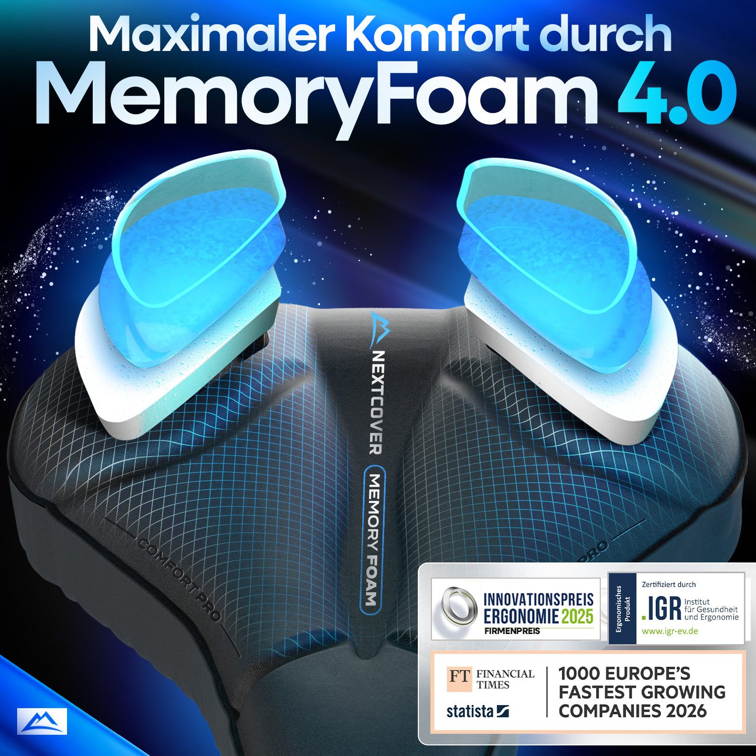 Nextcover Sattelbezug Nextcover® Fahrradsattel Überzug CoverPro mit [Memory Foam 4.0]