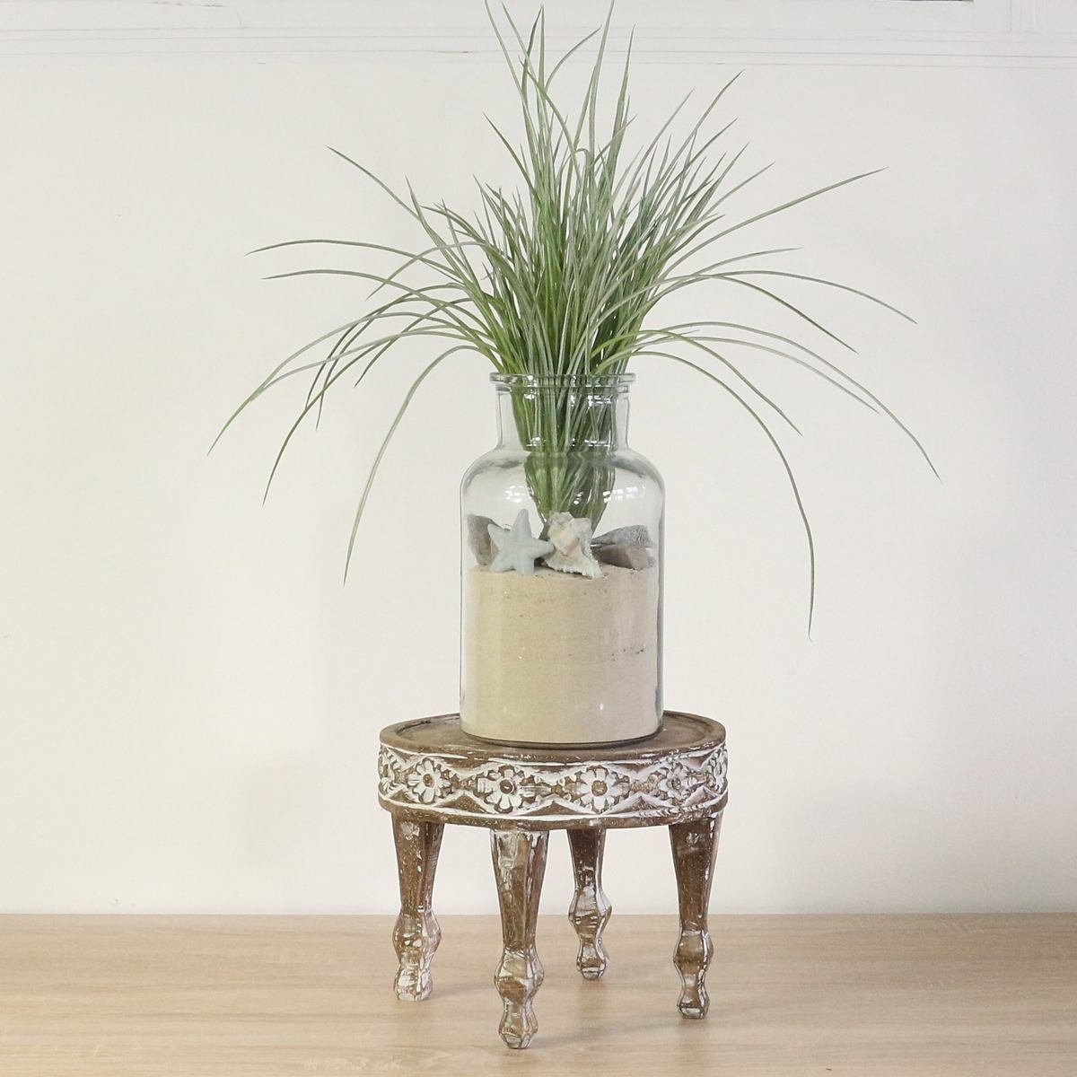 Blumenhocker kleiner Blumentisch Rundhocker braunwash 25 cm