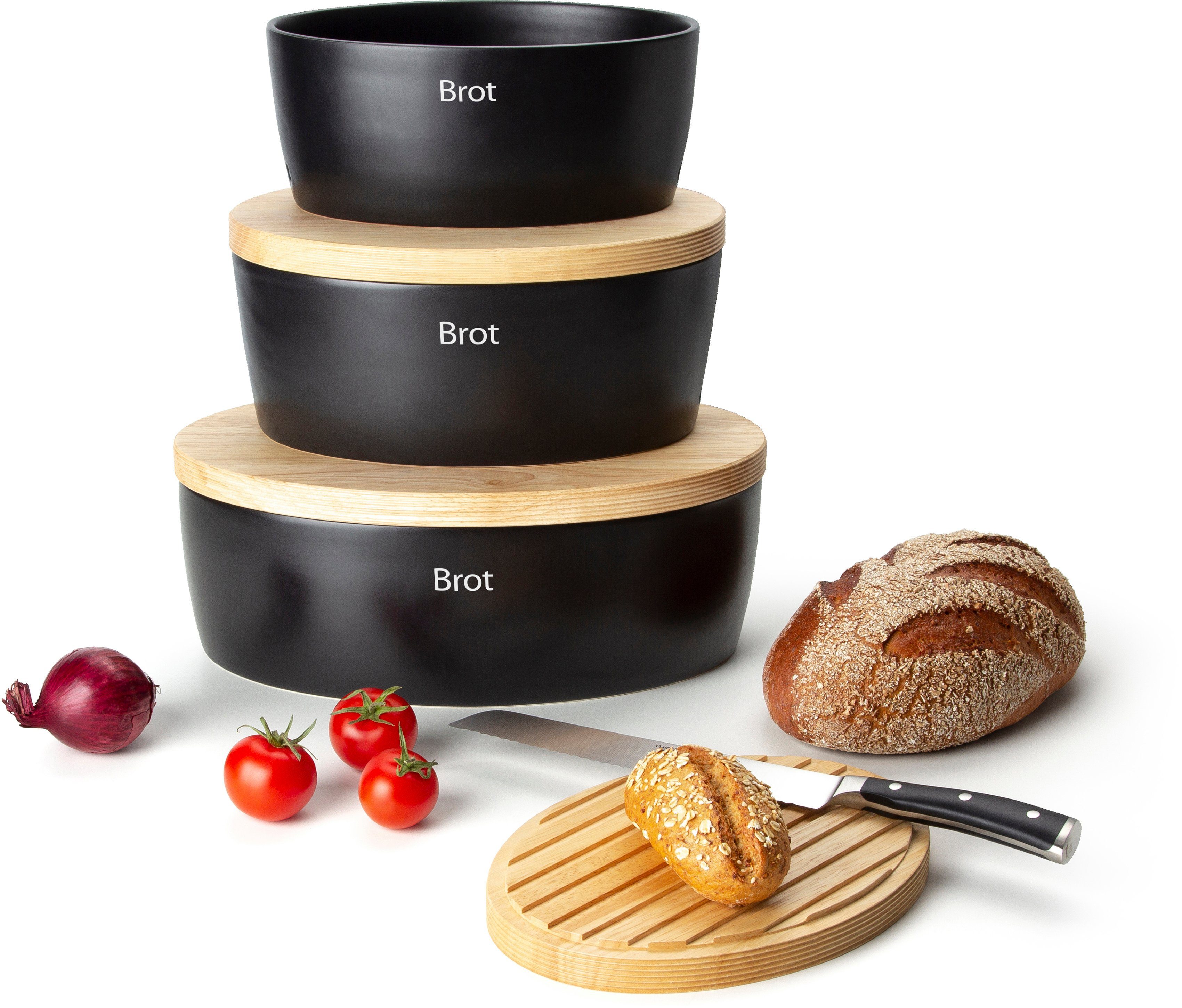 Continenta Brotkasten, Holz, Keramik, (1-tlg), Brottopf