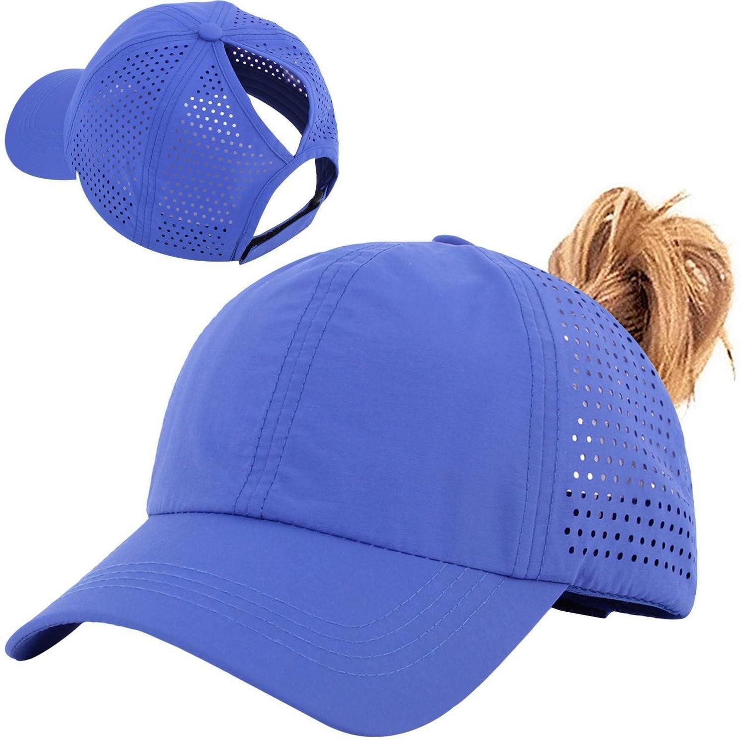 Baseball Cap Baseballkappe Damen Pferdeschwanz Ponyloch Königsblau Einheitsgröße