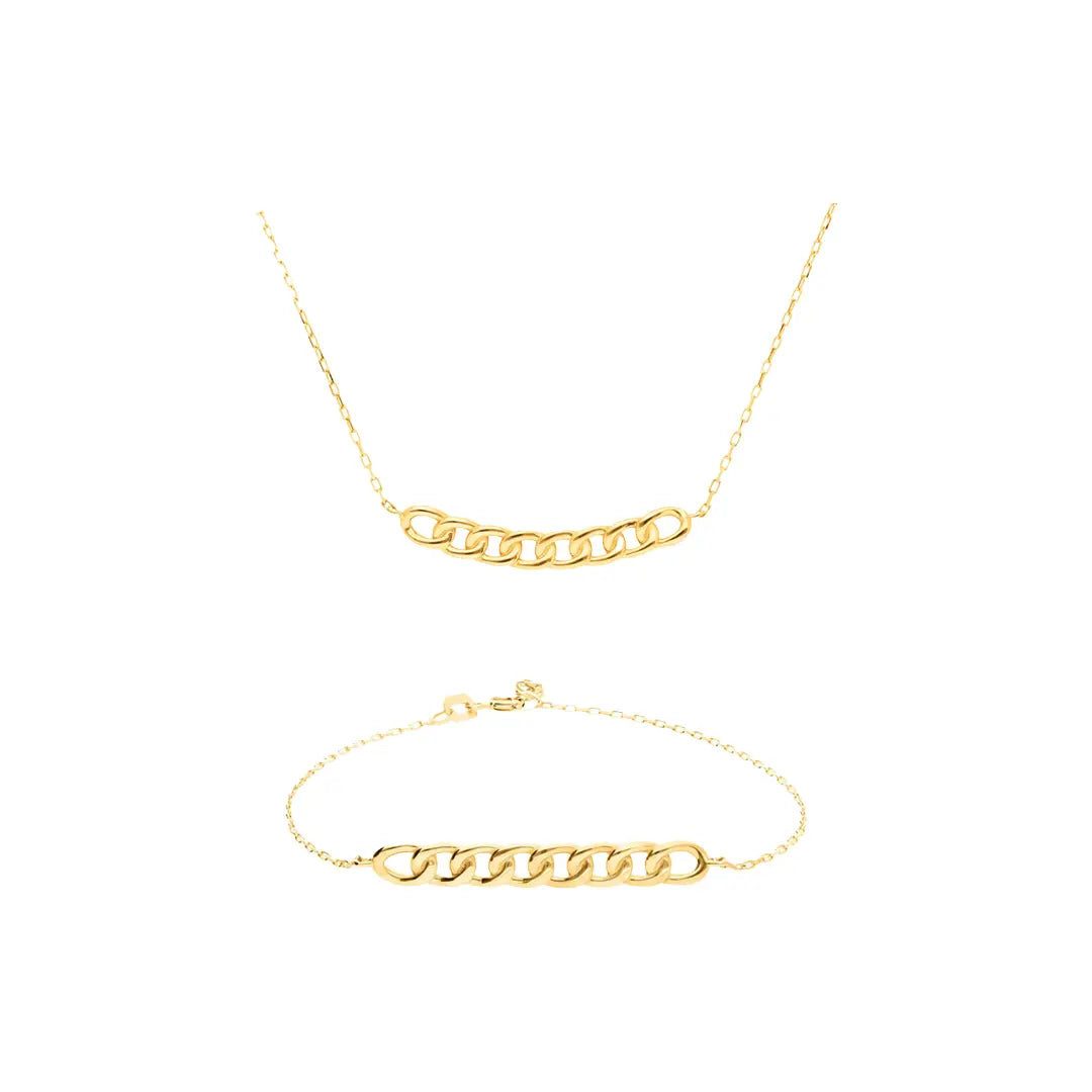 Suzan Gold Schmuckset 375 Echtgold Curb Classic wasserfest