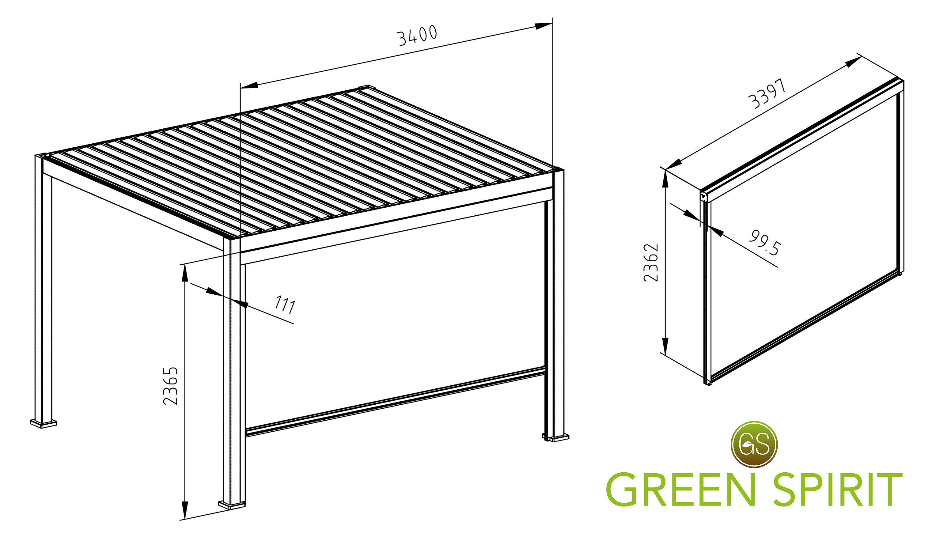 Thumbnail - Green Spirit Pergola »Mirador« Sonnenrollo für 3,6m Pergola Sichtschutz Windschutz Rollo, (1-tlg), anthrazit, für Pergol...