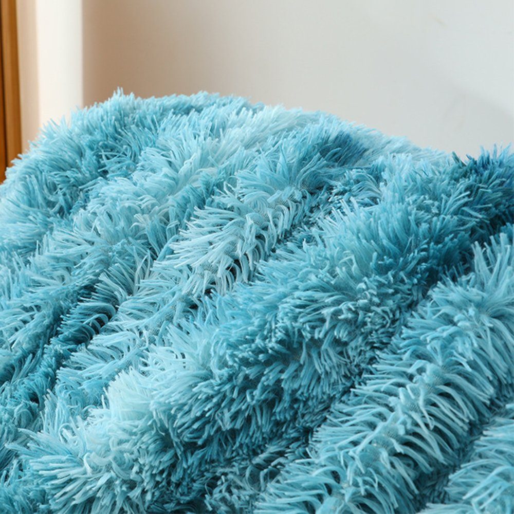 Decke, Haaren, Wohndecke Wendedecke zggzerg mit Langen Blau Flauschige Kuscheldecke,