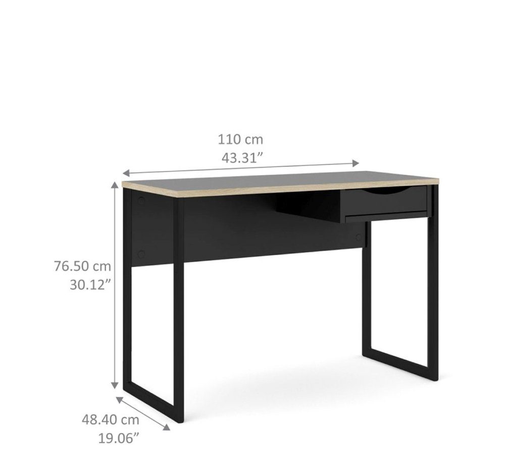 ebuy24 cm Fula 1 110 schwarz, Schreibtisch Schreibtisch matt Schublade