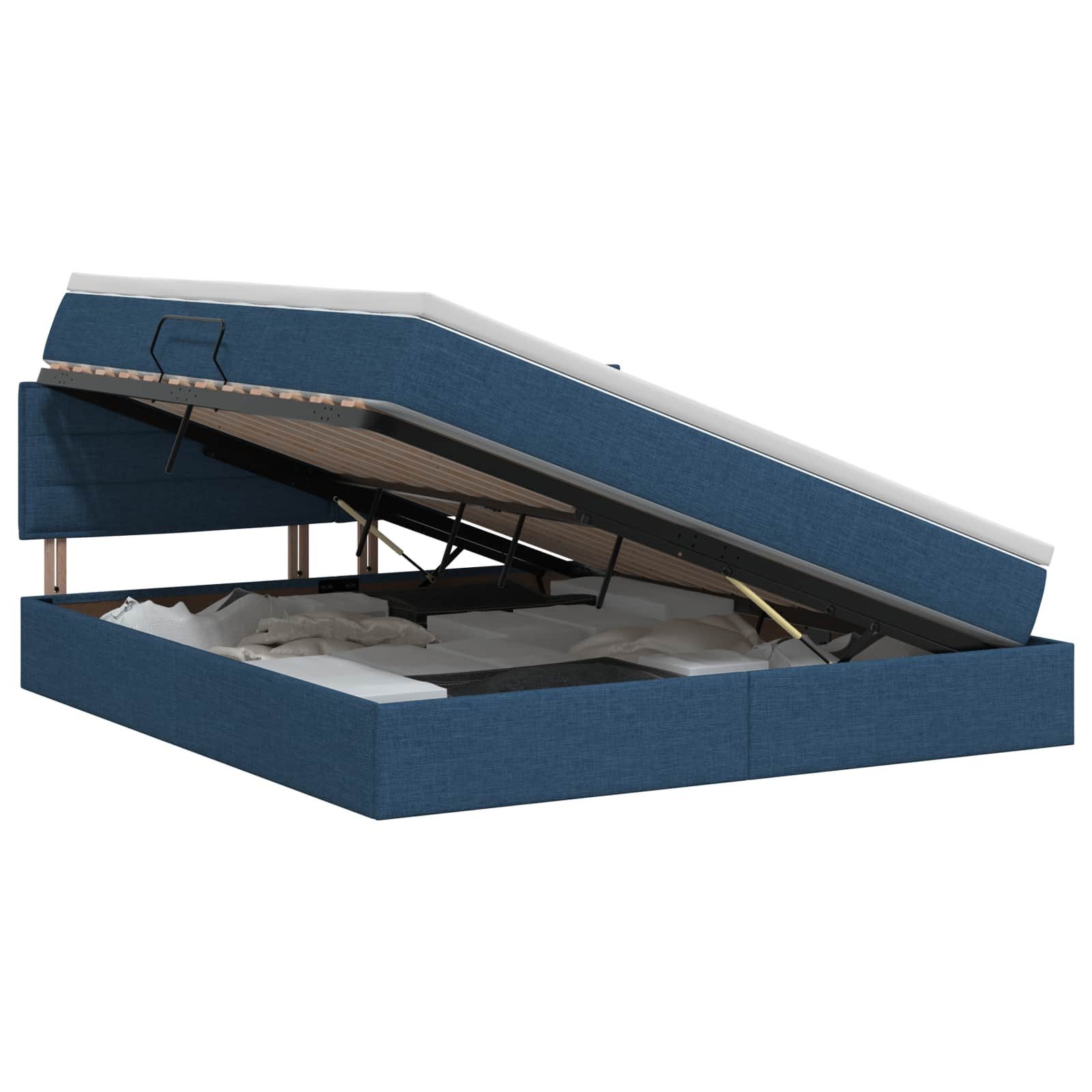 Bett Aufbewahrungsbett mit Matratze Blau 180 x 200 cm Holzwerkstoff