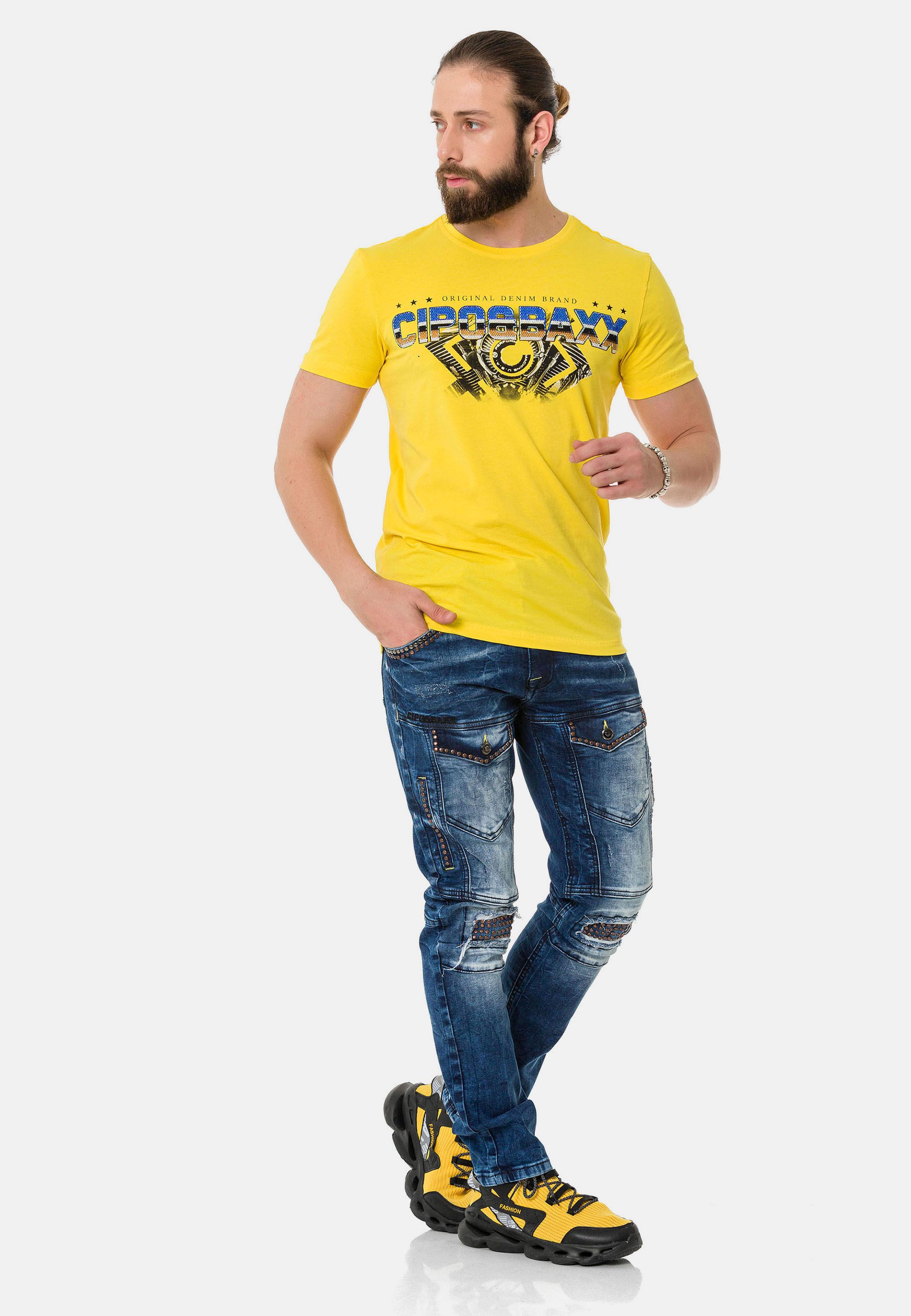 Cipo & Baxx T-Shirt T-Shirt extravaganter Marken-Schriftzug