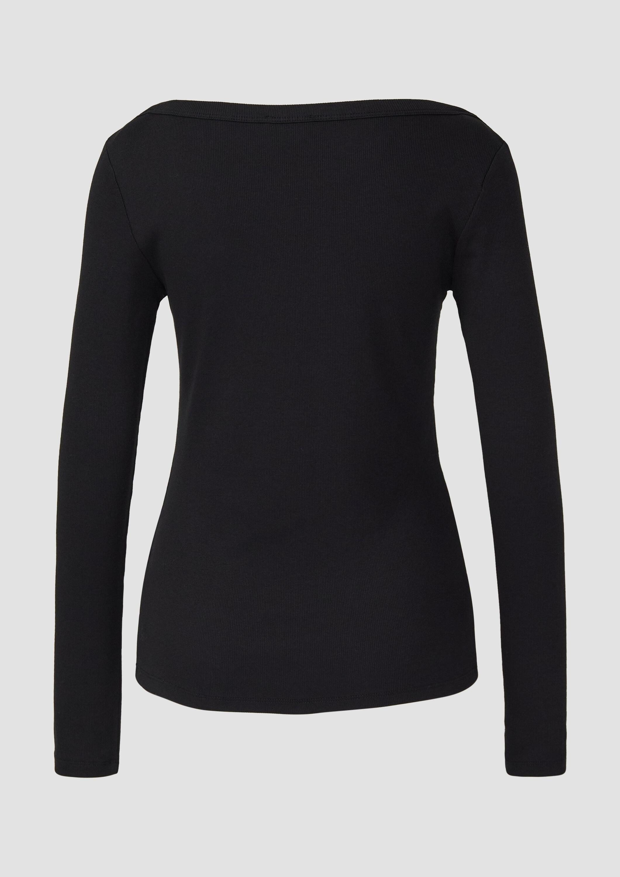 s.Oliver Langarmshirt T-Shirt Geripptes Langarmshirt mit U-Boot-Ausschnitt günstig online kaufen