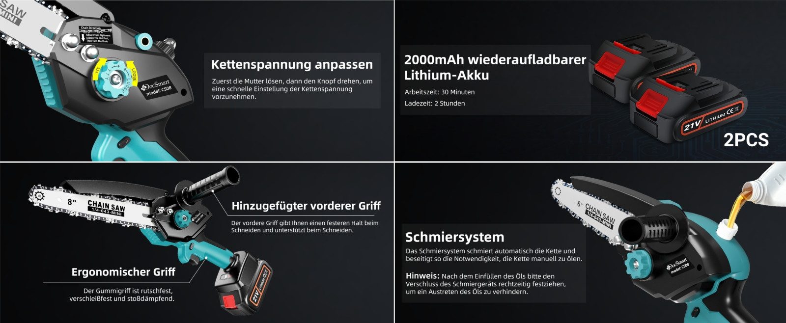 MODFU Akku-Kettensäge Mini Kettensäge Motorsäge Elektrische günstig online kaufen
