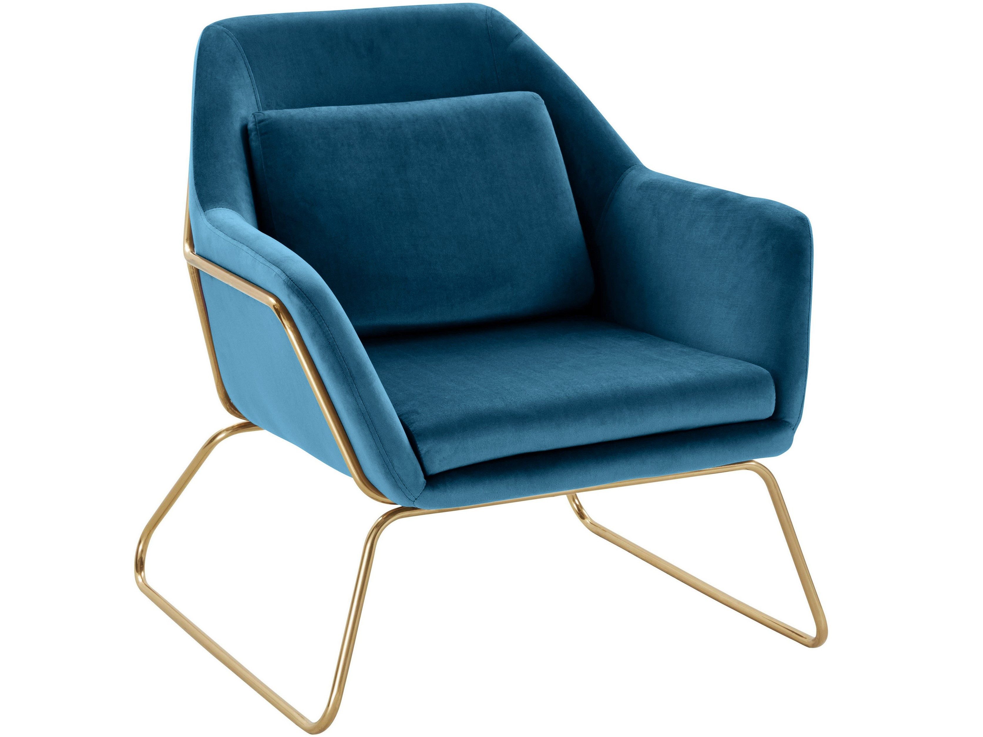 loft24 Stuhl Juliette (1 St), Loungesessel, Armlehnsessel, Sessel, Samtbezug, Metallgestell gold