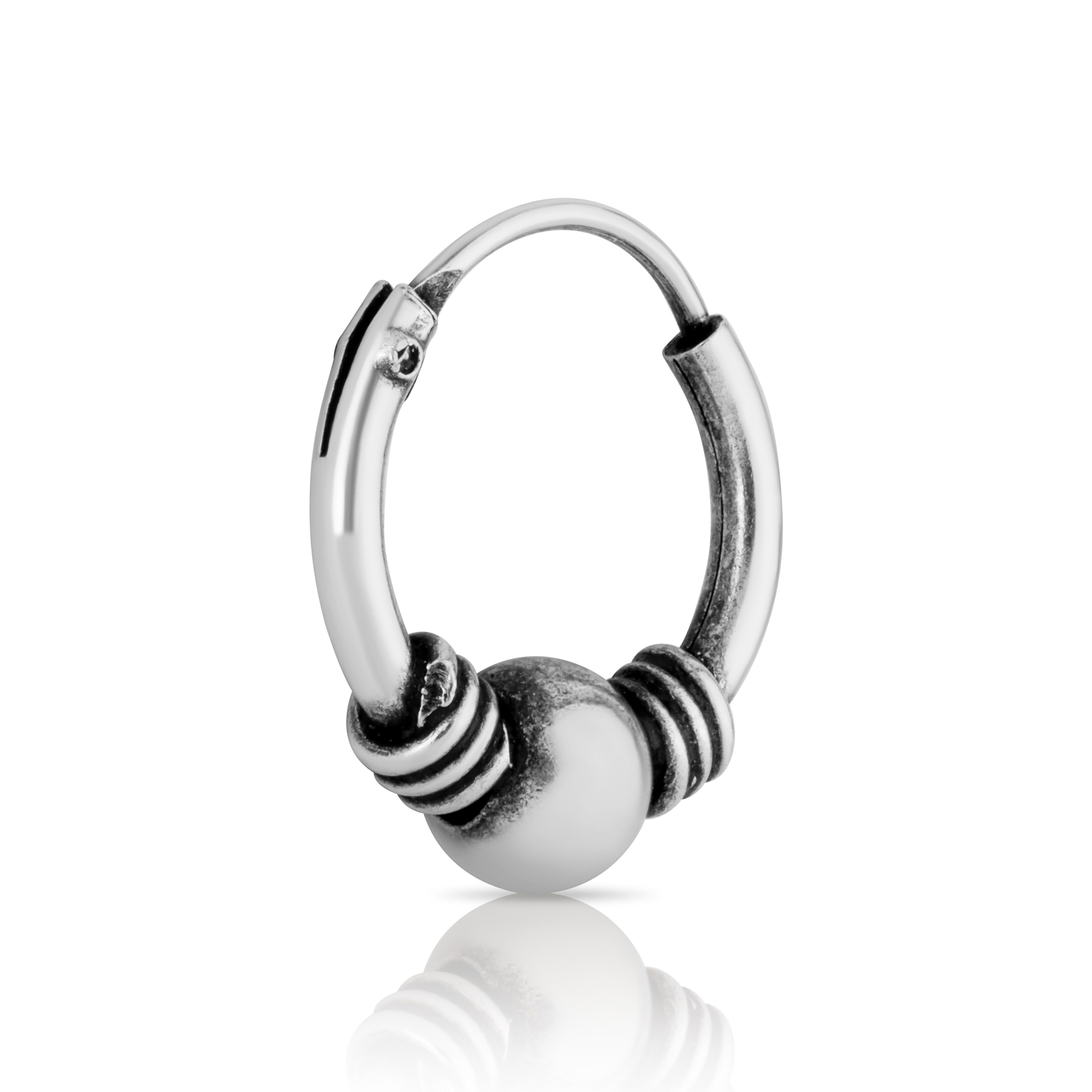 NKlaus Single-Creole Bali einzel Ohrring 10mm 925 Silber Gothic 2632