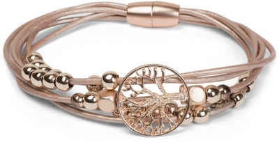 styleBREAKER Armband (1-tlg), Armband mit Lebensbaum, Perlen und Bändern