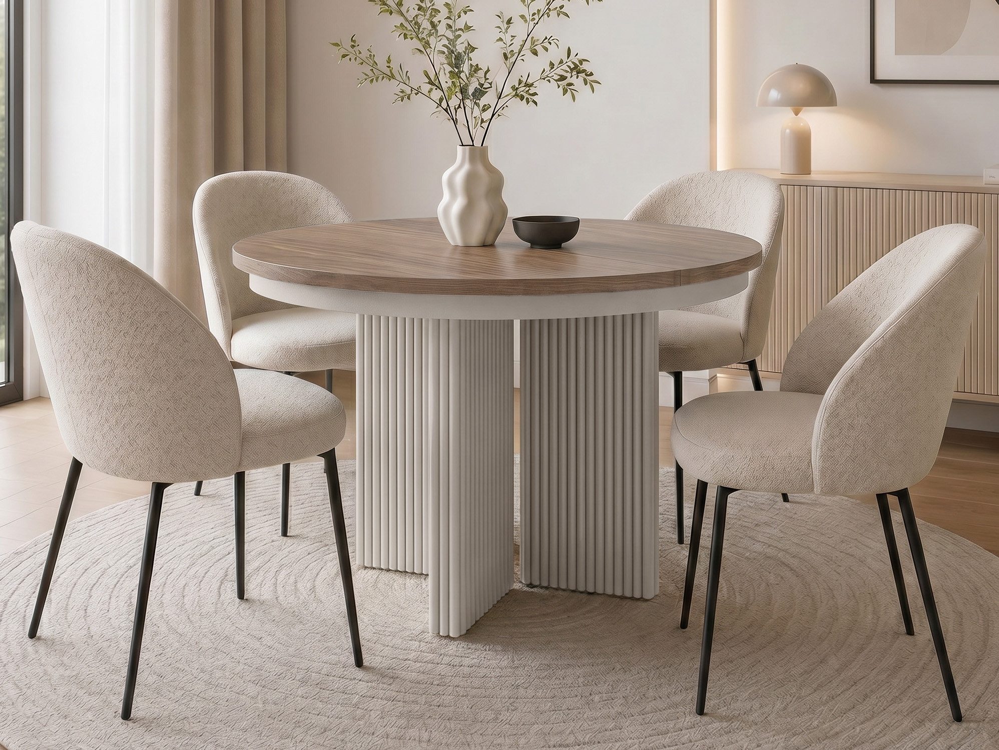 Beautysofa Esstisch PRESTIGE runder Design-Tisch ausziehbar Ø 100–180 cm oder Ø 120–200 cm (Metallbeinen, hitze- und verfärbung beständig), verschiedene Farben – Bild 2 von 5